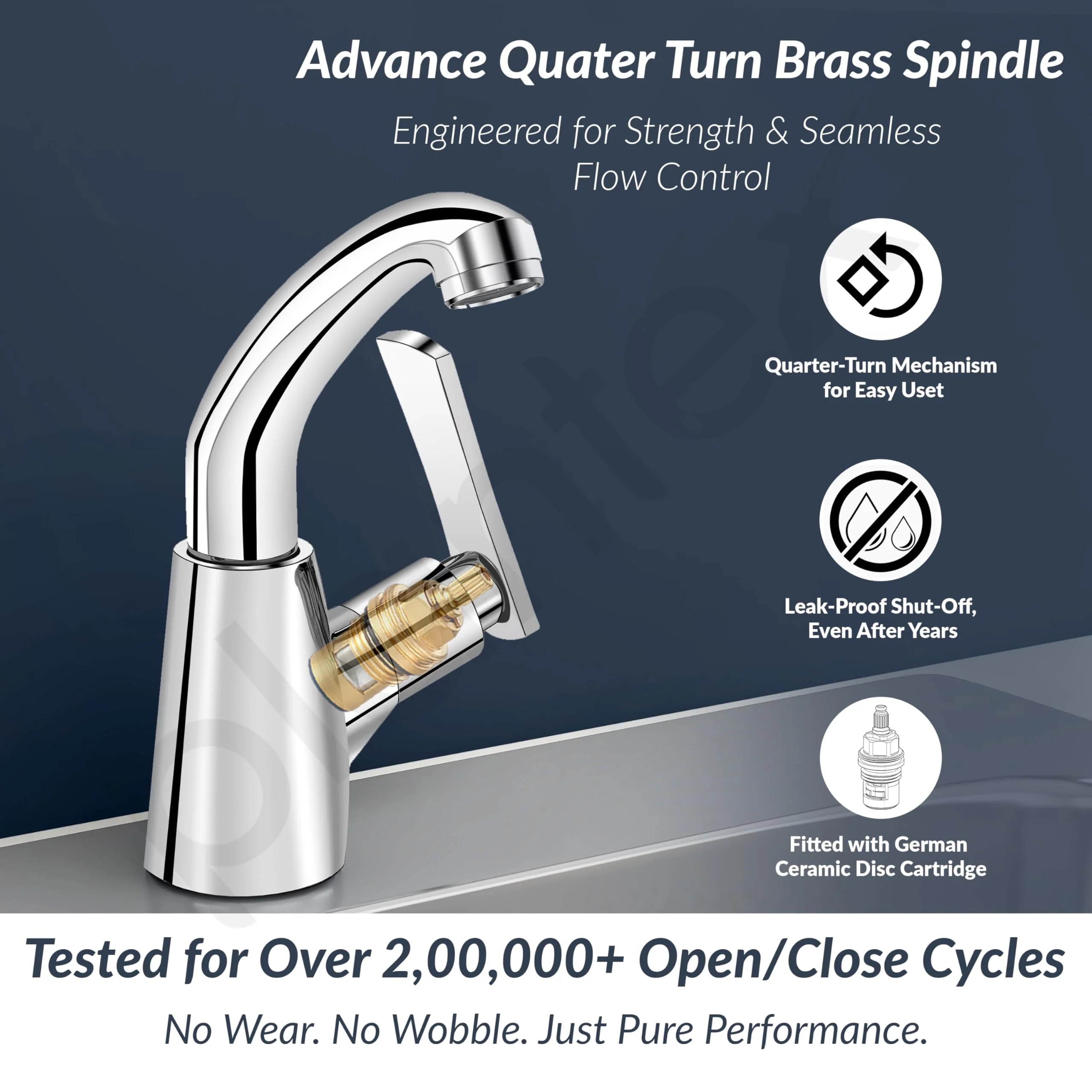 Plantex Pure Brass High Neck Pillar Cock Water Tap with Teflon Tape/360 Degree Swivel Spout/Single Lever Tabletop Basin Sink Cock - (3503, Chrome) - Image 2