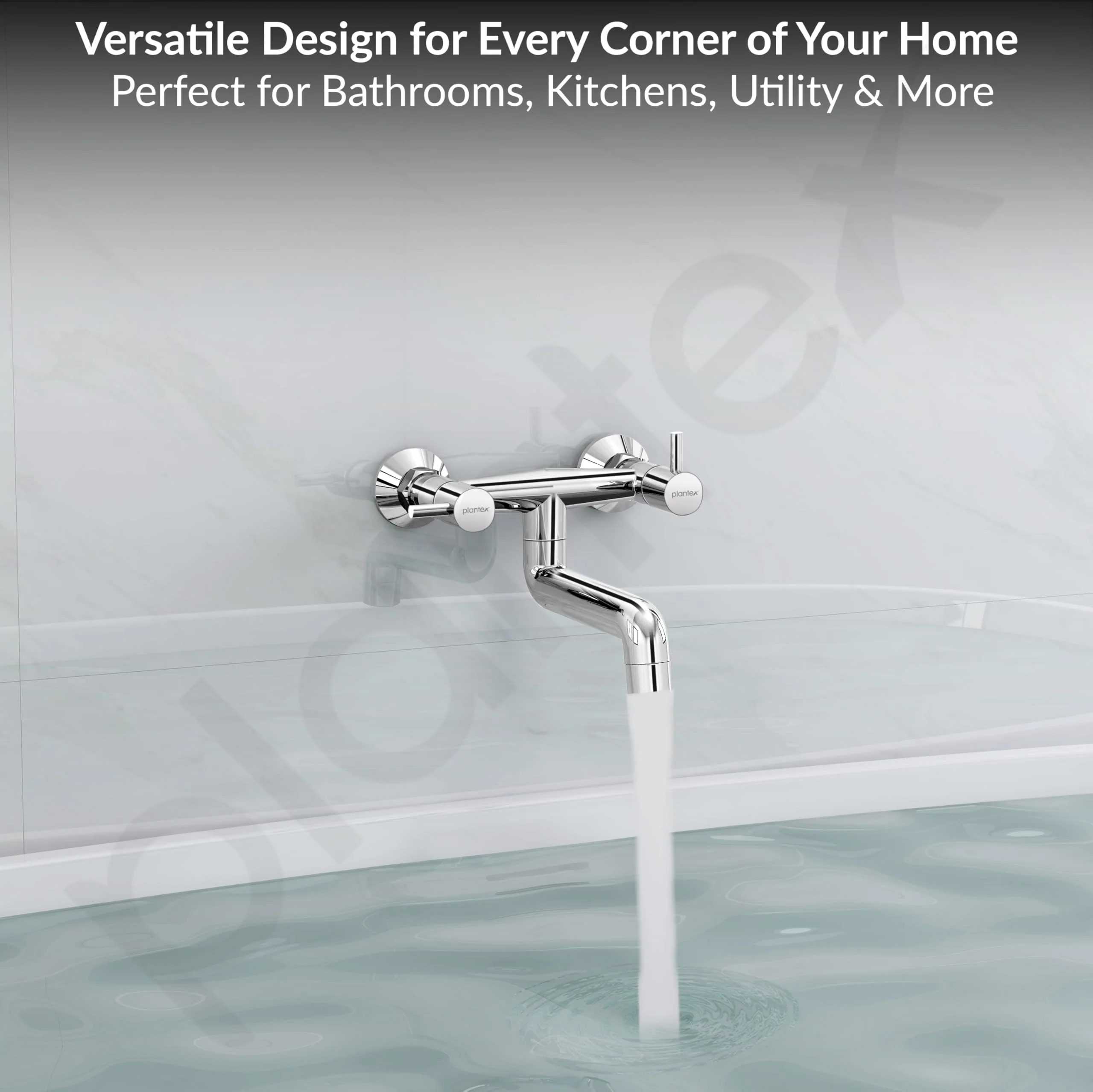 Plantex Pure Brass ICO-916 Non Telephonic Wall Mixer with Water Saving Technology Tap/Mixer Tap for Bathroom with Brass Wall Flange and Teflon Tape-7 Year Warranty (Mirror Chrome) - Image 7