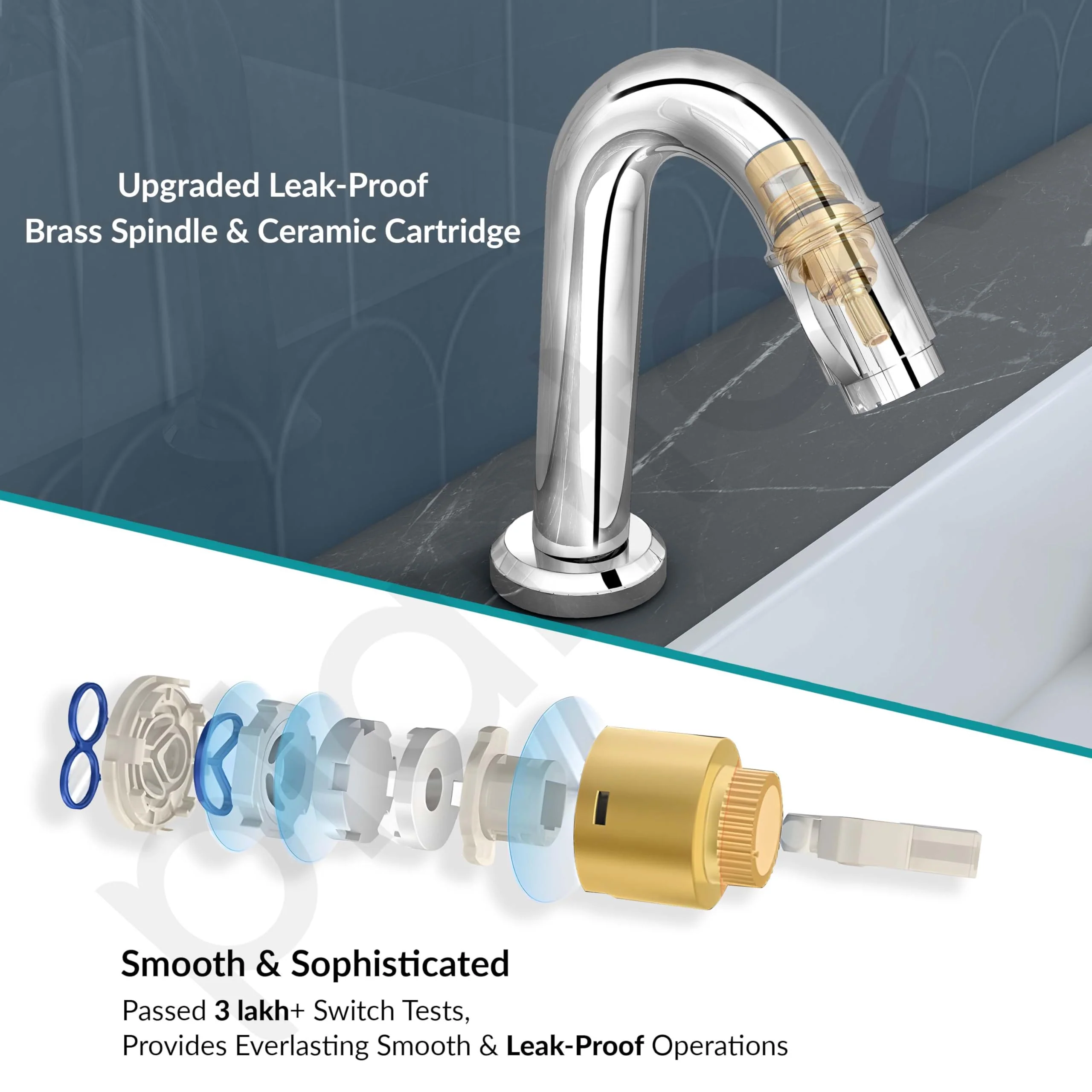 Plantex Pure Brass Mouth-Flow Swan Neck Pillar Cock Water Tap/Tabletop Basin Tap with Teflon Tape/7 Year Warranty (MAG-1203-Chrome) - Image 4