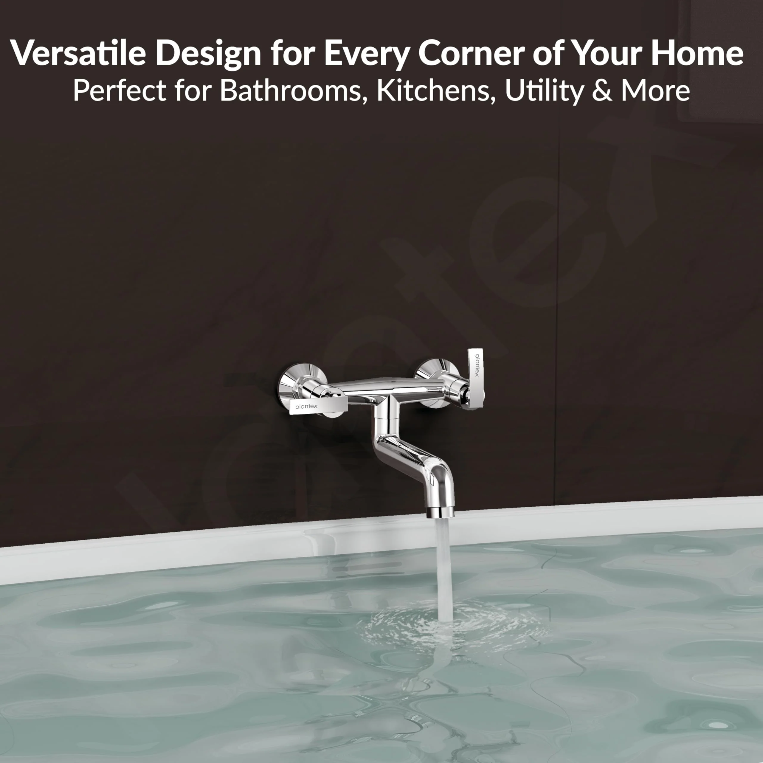 Plantex Pure Brass Non Telephonic Wall Mixer with Water Saving Nozzle/Hot and Cold Water Tap with Brass Wall Flange and Teflon Tape-7 Year Warranty (COL-1016-Chrome) - Image 7