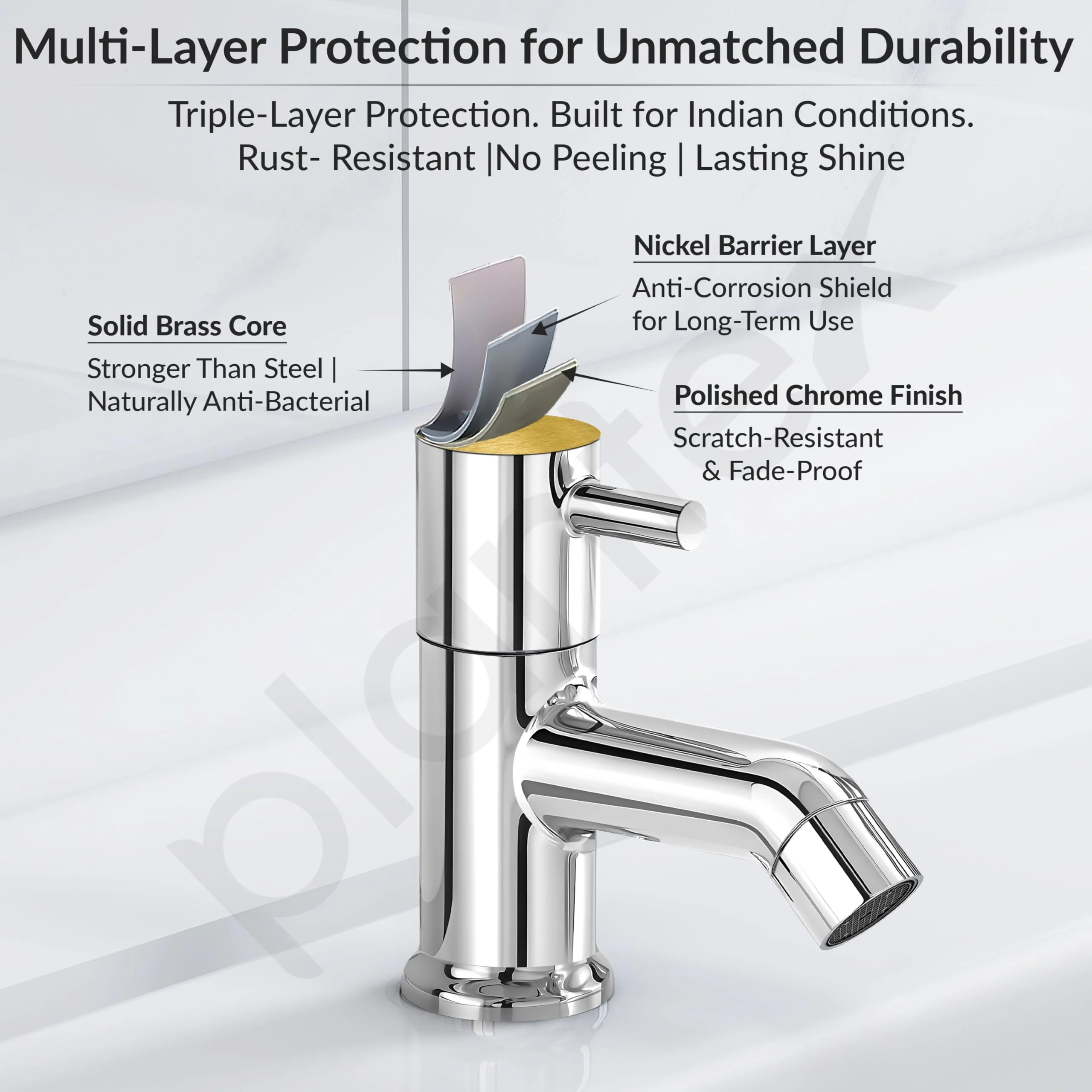 Plantex Pure Brass Pillar Cock Water Tap with Teflon Tape/Basin Tap with Water Saving Nozzle for Kitchen Tap-7 Year Warranty (ICO-903 Chrome) - Image 5