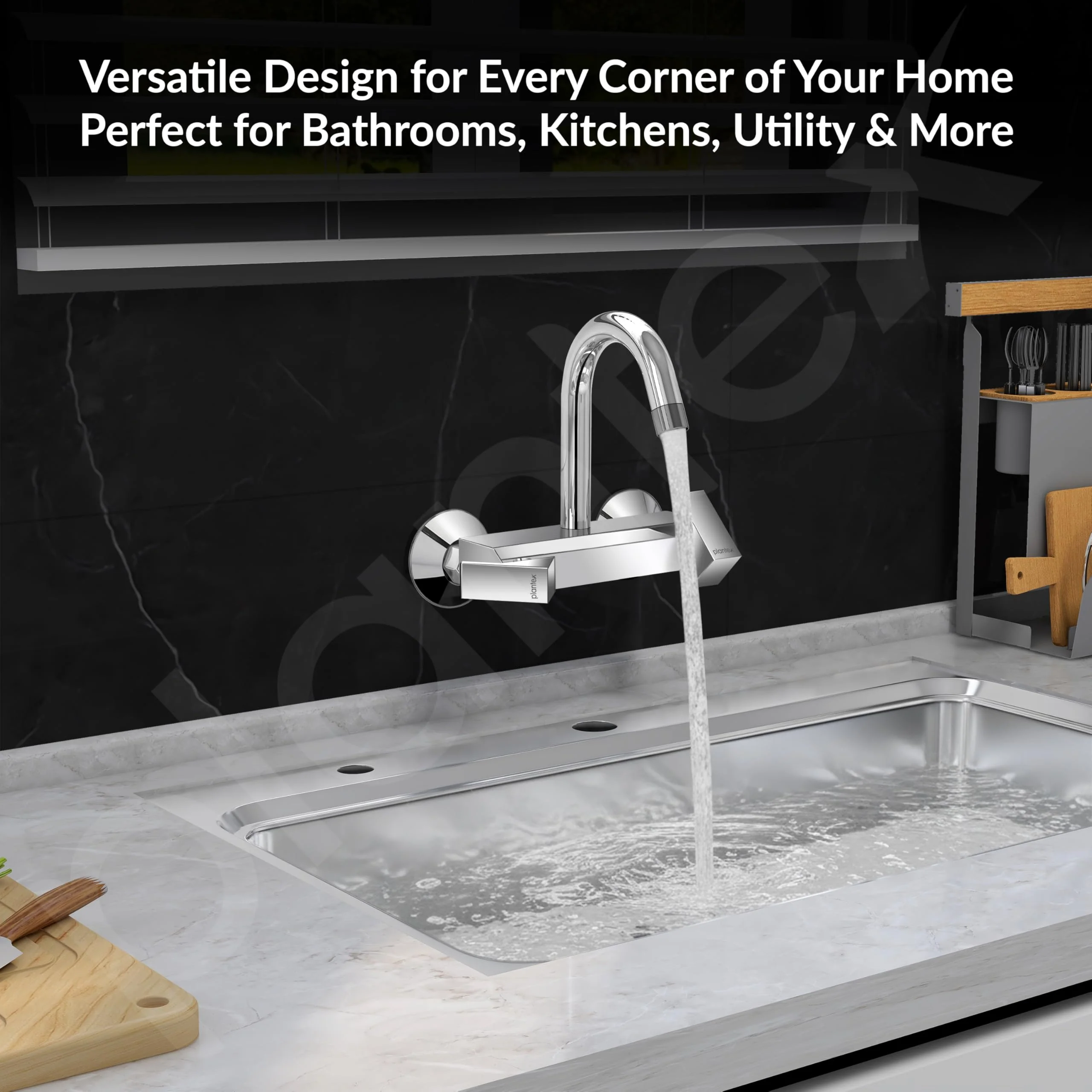 Plantex Pure Brass Sink Mixer Tap for Kitchen with 360° Swivel Spout/Kitchen Sink Faucet with Brass Wall Flange & Teflon Tape-7 Year Warranty(PRI-314-Chrome) - Image 6