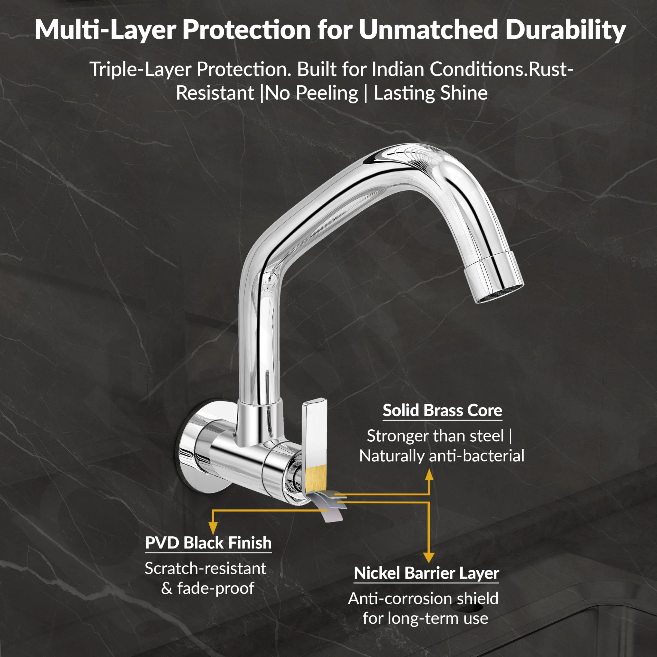 Plantex Pure Brass Sink Tap for Kitchen Basin with 360° Extended Swivel Spout/Kitchen Tap with Water Saving Nozzle - 7 Year Warranty (BAL-511-Chrome Finish) - Image 5