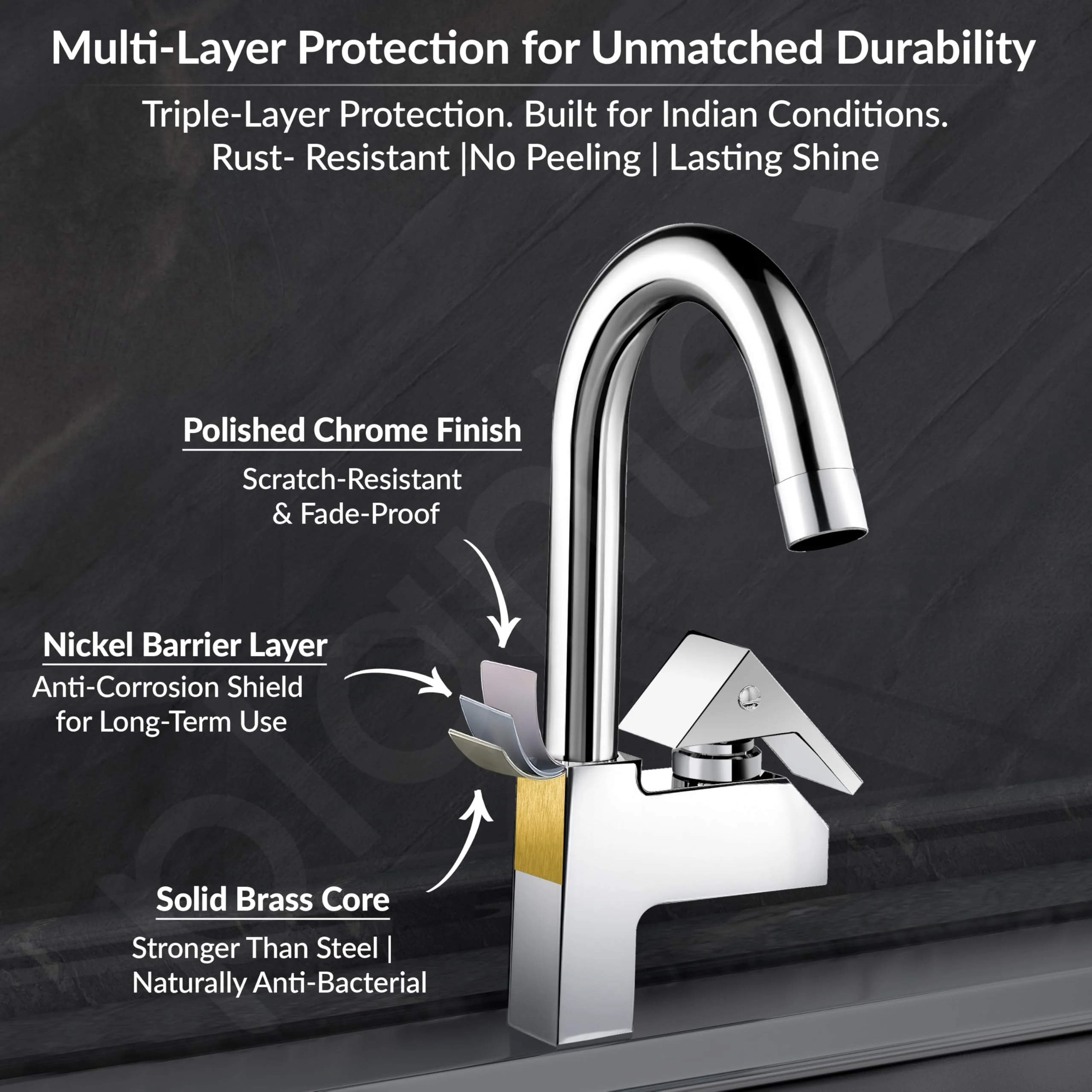 Plantex Pure Brass Sink Tap for Kitchen with 360° Swivel Spout/Kitchen Sink Tap with Water Saving Aerator-7 Year Warranty (PRI-312-Chrome) - Image 5