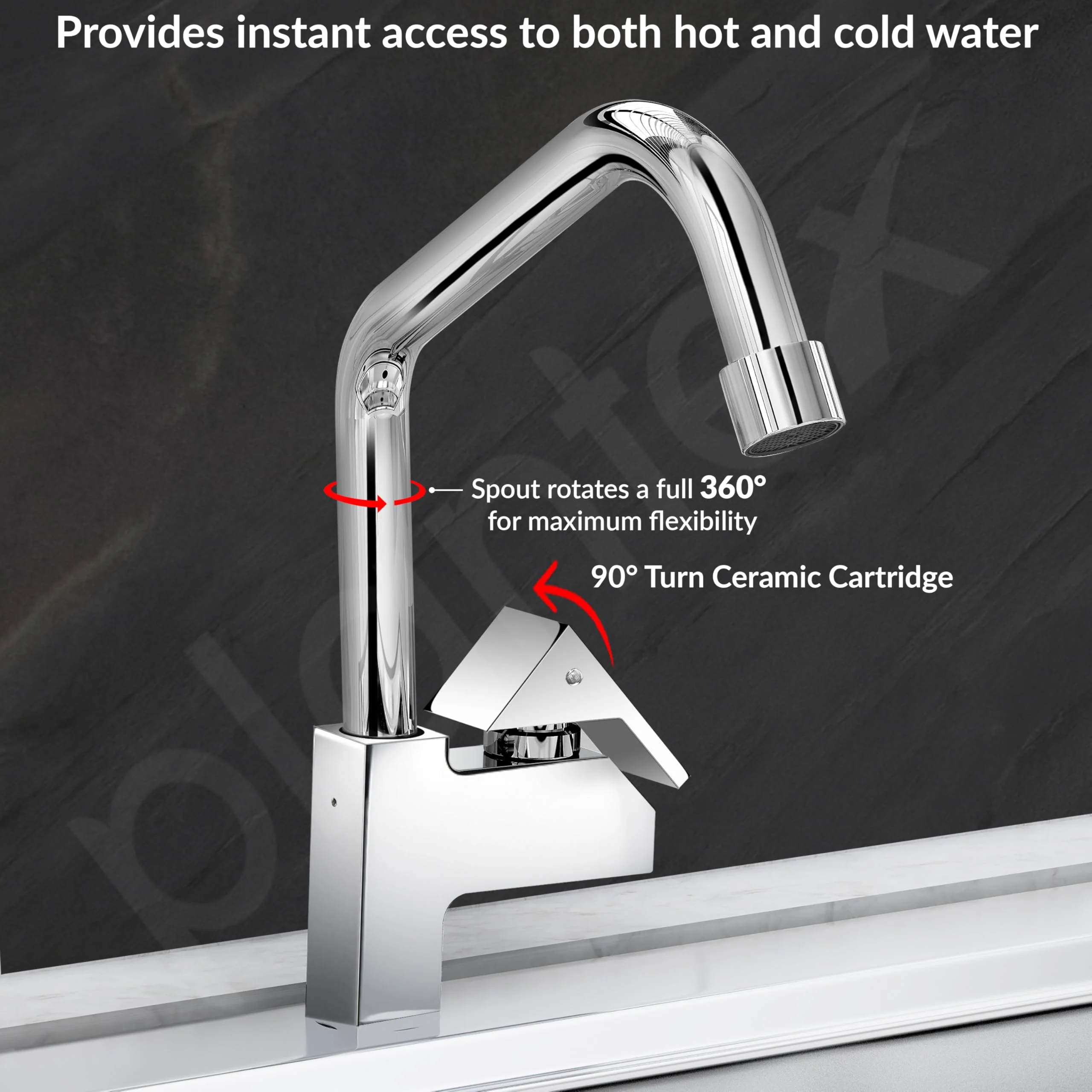 Plantex Pure Brass Sink Tap for Kitchen with 360ยฐ Swivel Spout/Kitchen Sink Tap with Water Saving Aerator-7 Year Warranty (PRI-313-Mirror-Chrome Finish) - Image 6