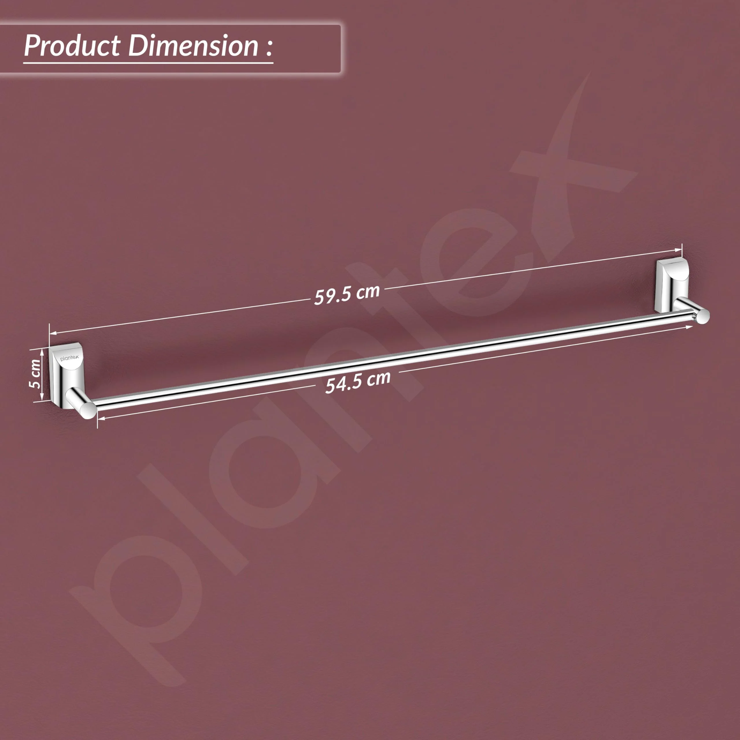 Plantex Pure Brass Towel Rod for Bathroom/Towel Holder/Cloth Hanger for Bathroom/Bathroom Accessories - 24 Inch (Chrome Finish) Superb - Image 3
