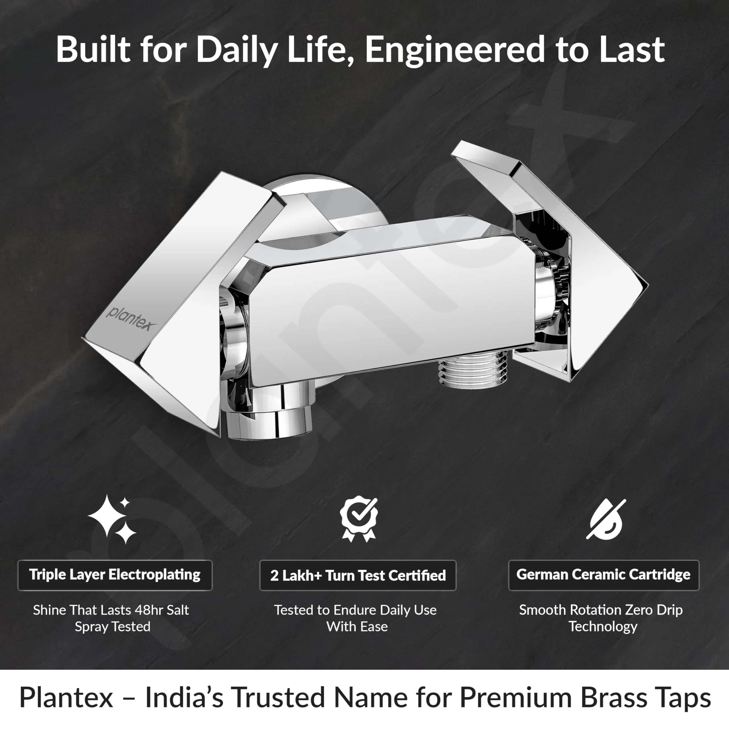 Plantex Pure Brass Two Way Bib Cock Tap with Compatible for Washing Machine with Water Saving Nozzle Attachment/2 in 1 Bib Tap -(PRI-307-Chrome) - Image 2