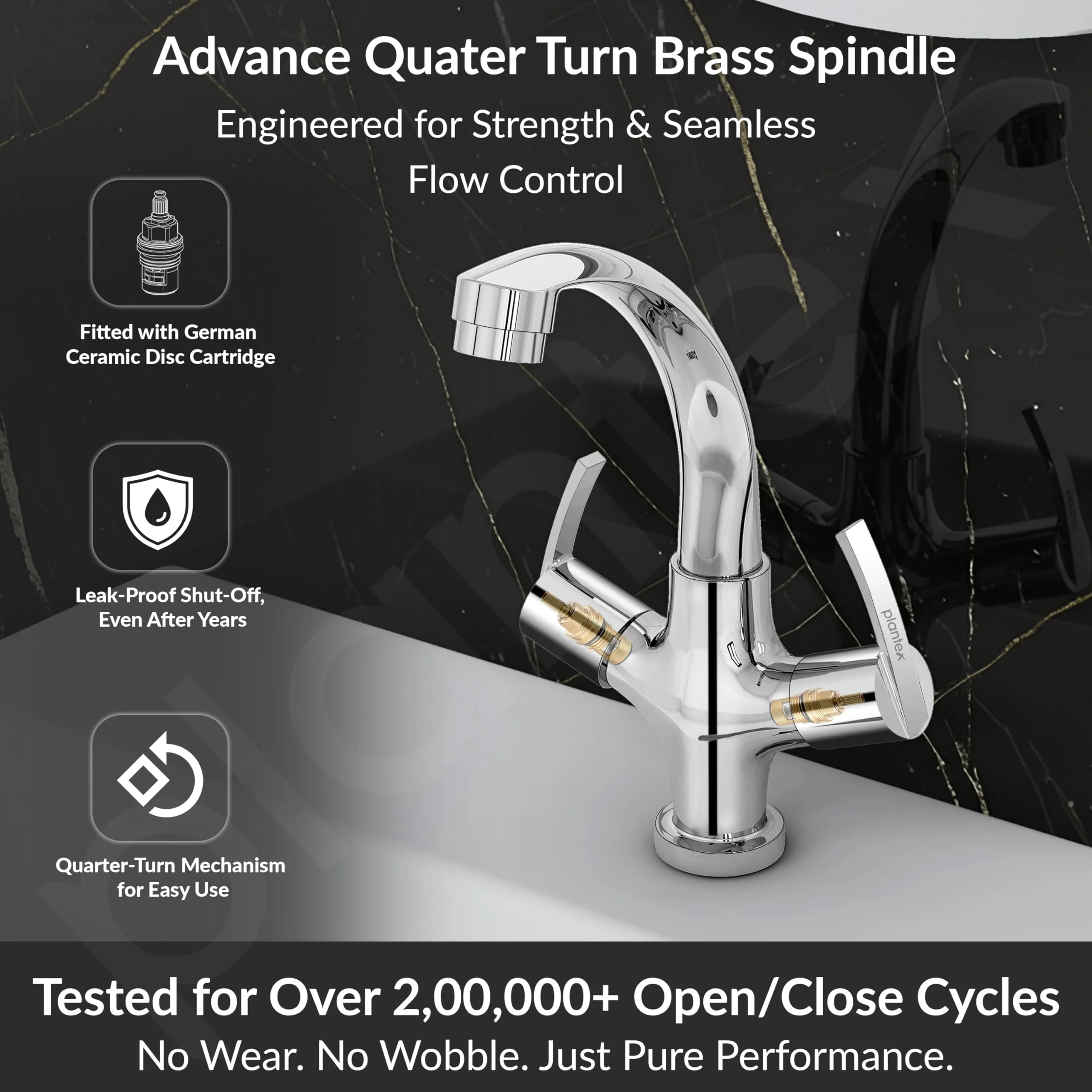Plantex Pure Brass Wash Basin Tap/Sink Mixer Tap Hot and Cold/Pillar Spout for Wash Basin/Kitchen Mixer Tap-7 Year Warranty (Chrome) - Image 3