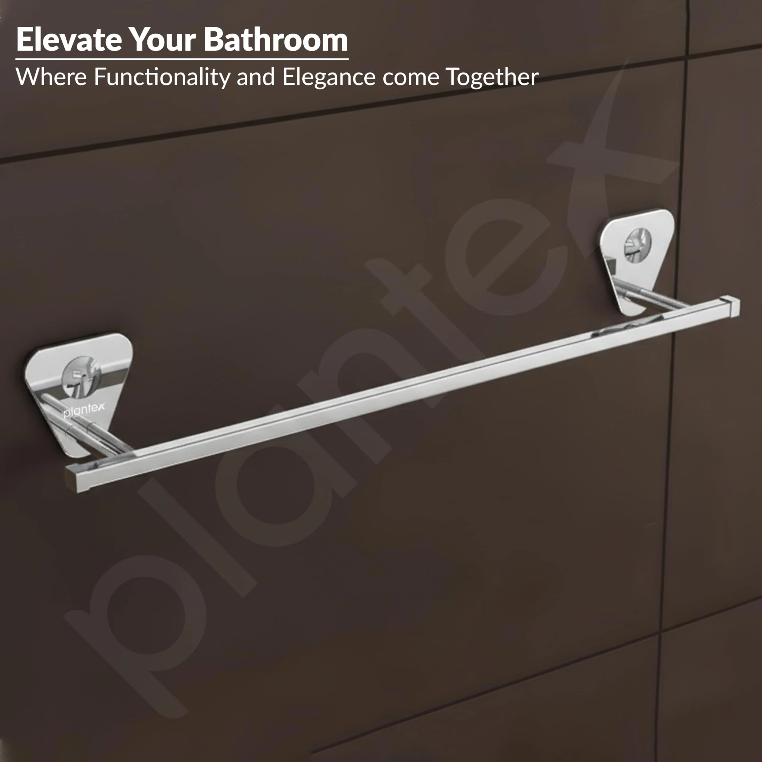Plantex Pyramid Stainless Steel Towel Hanger for Bathroom/Single Towel Rod/Bar/Bathroom Accessories (24inch) - Chrome - Pack of 1 - Image 7