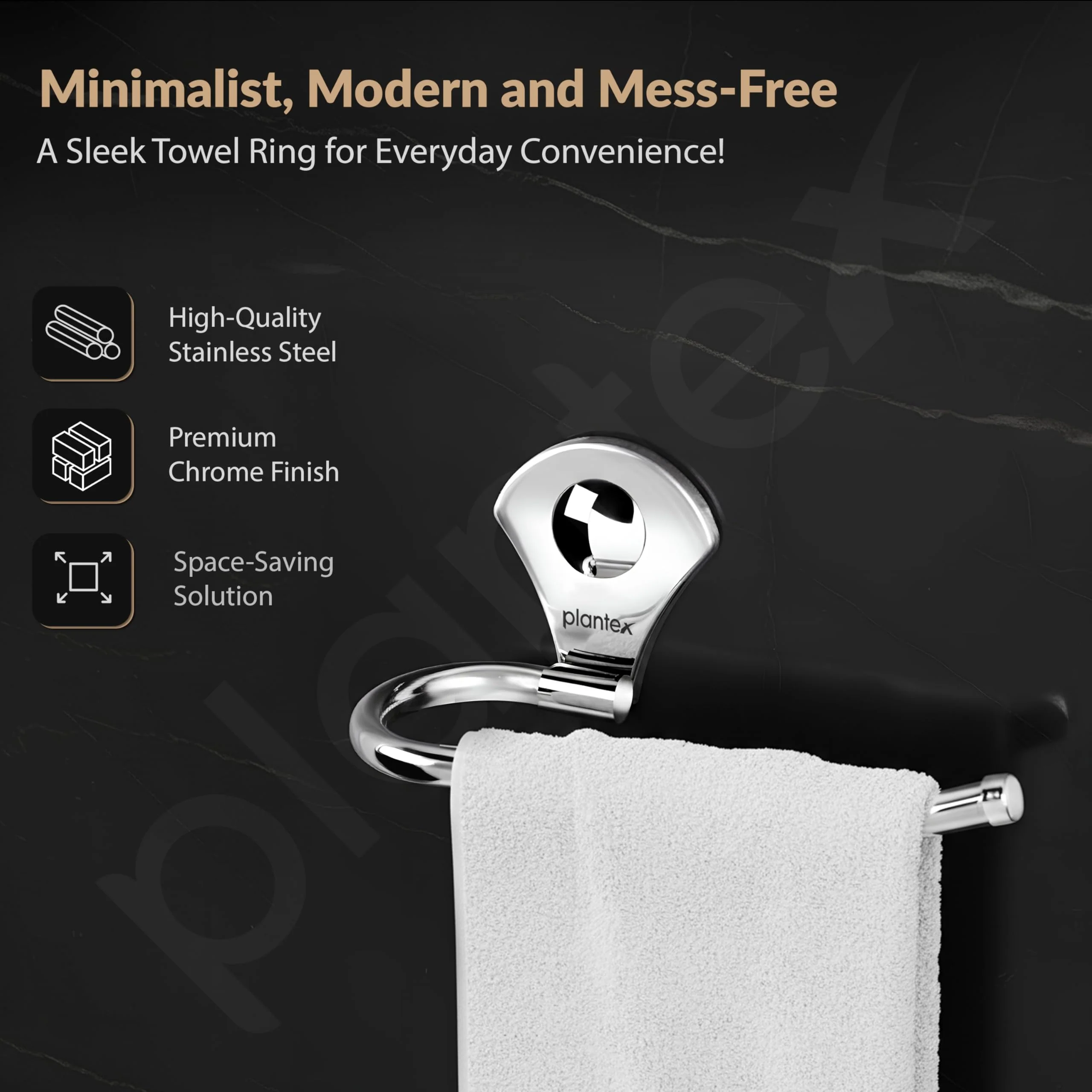 Plantex Royal Stainless Steel Napkin Holder for Wash Basin/Towel Ring/Napkin Holder/Bathroom Accessories (Chrome) - Image 2