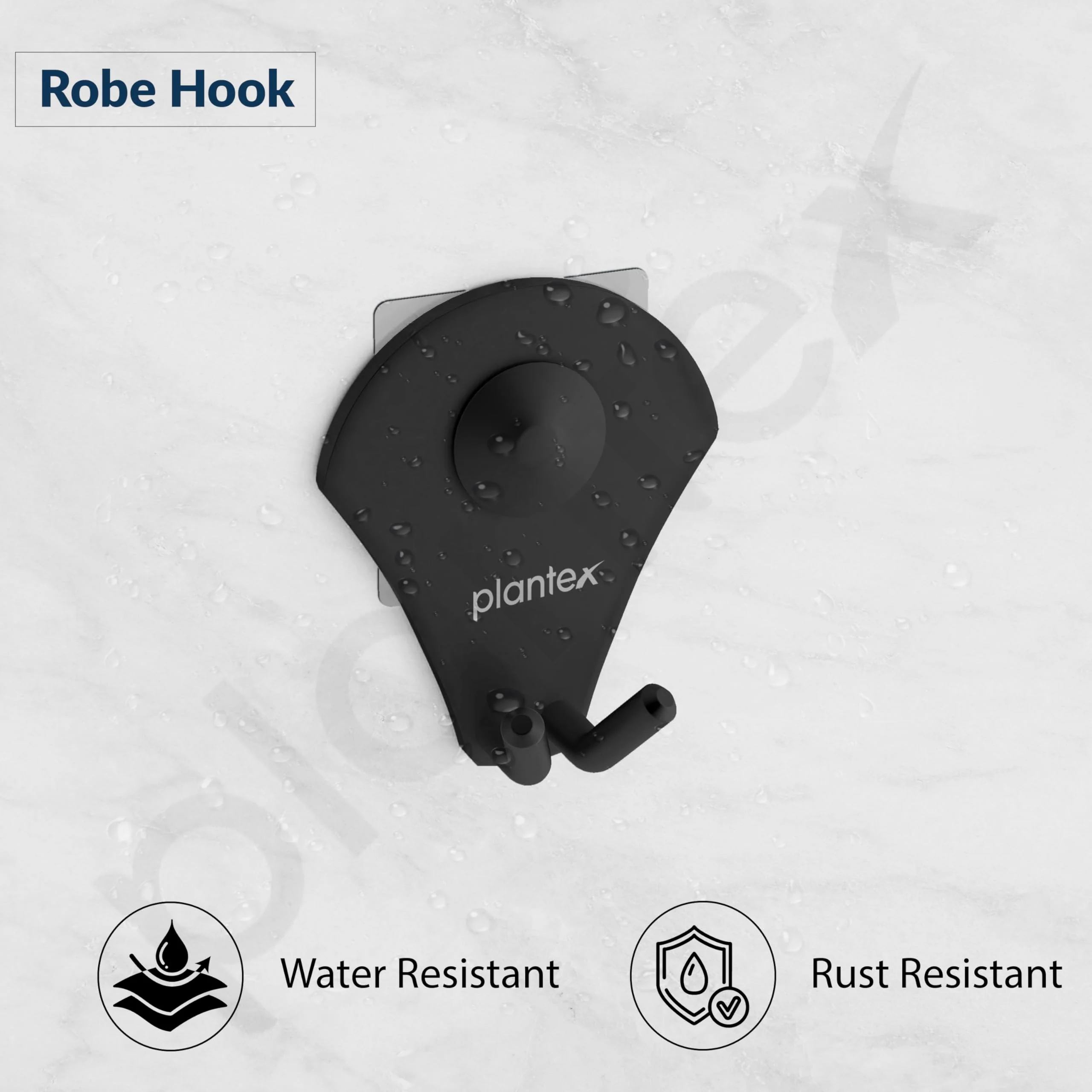 Plantex Royal Stainless Steel Robe Hook for Bathroom/Cloth-Towel Hanger/Napkin Hanger/Bathroom Accessories (Black, Powder Coated) - Image 3