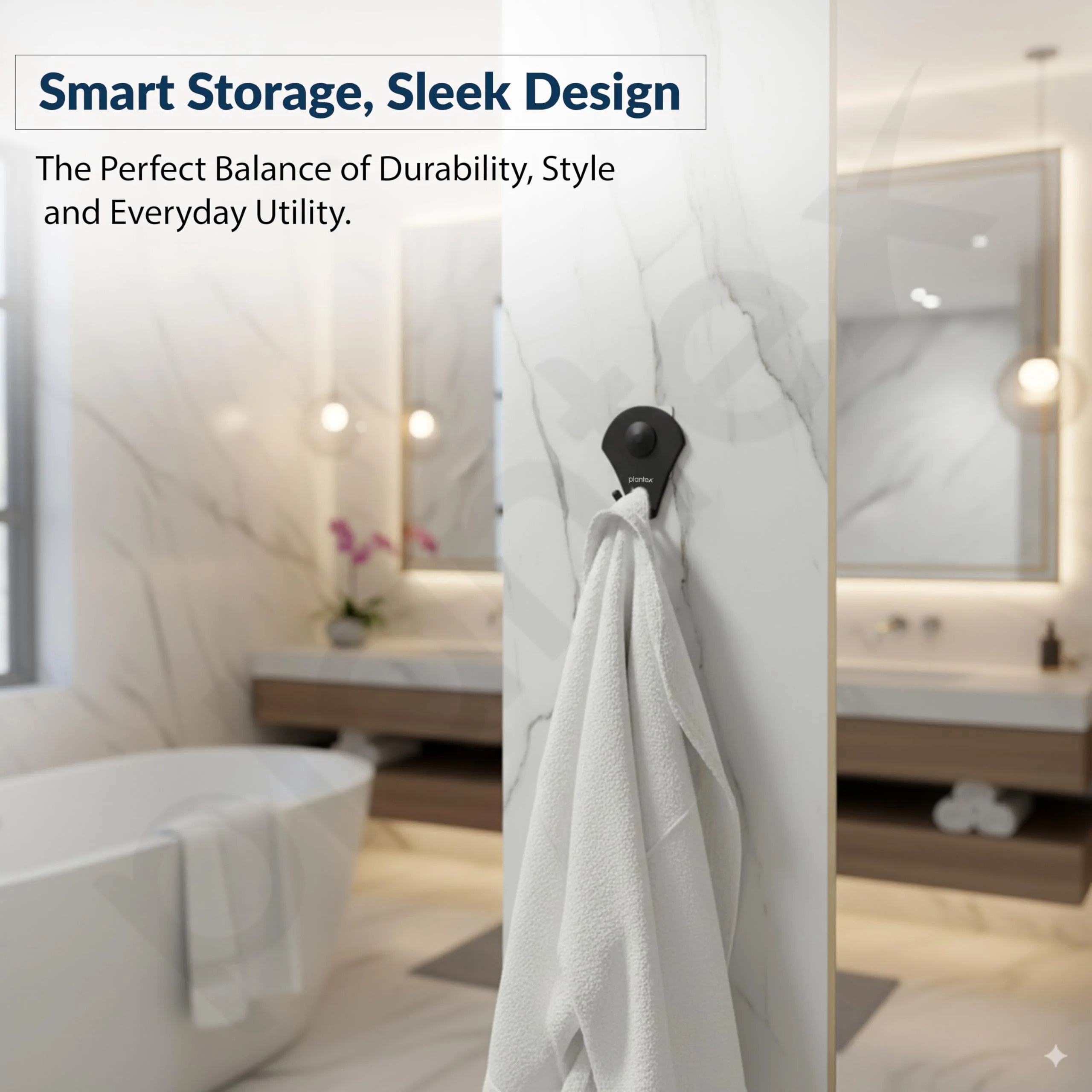 Plantex Royal Stainless Steel Robe Hook for Bathroom/Cloth-Towel Hanger/Napkin Hanger/Bathroom Accessories (Black, Powder Coated) - Image 7