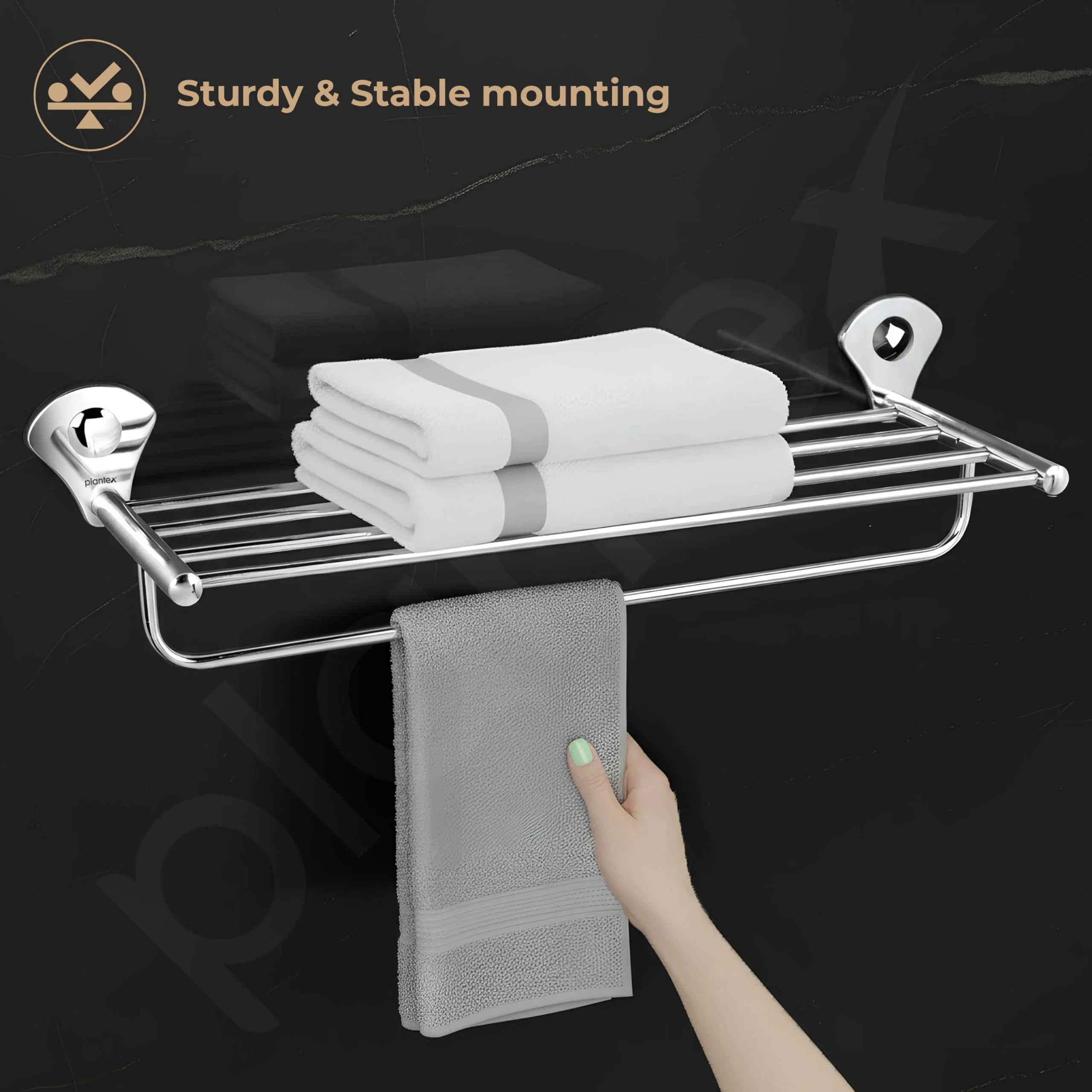 Plantex Royal Stainless Steel Towel Hanger for Bathroom/Towel Stand/Towel Hanger/Bathroom Accessories (Chrome Finish) - 24 inch - Image 7