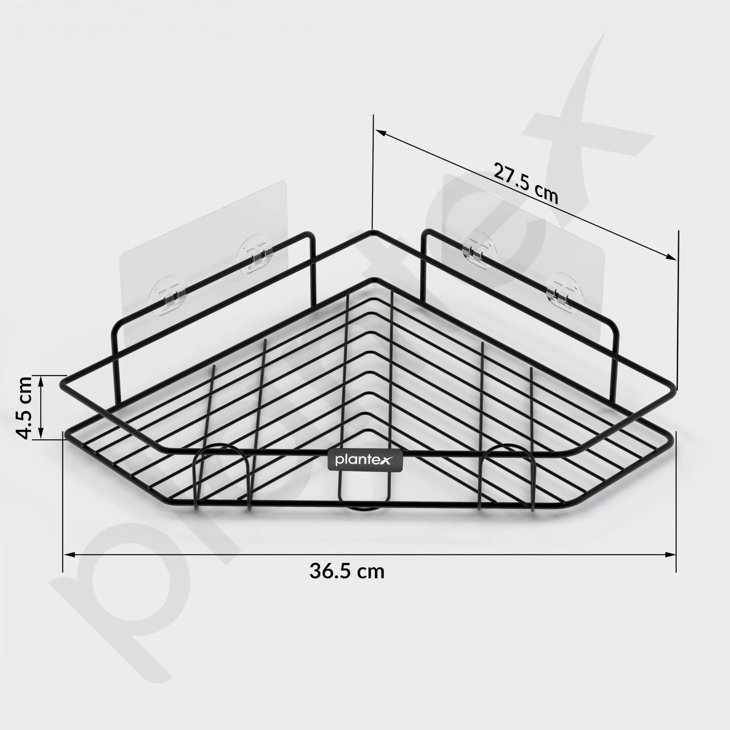 Plantex Self Adhesive Corner Shelf for Bathroom/Adhesive Shelf for Kitchen - with Magic Sticker/Bathroom Organizer Without Drill - Pack of 2 (Diamond, Black) - Image 3