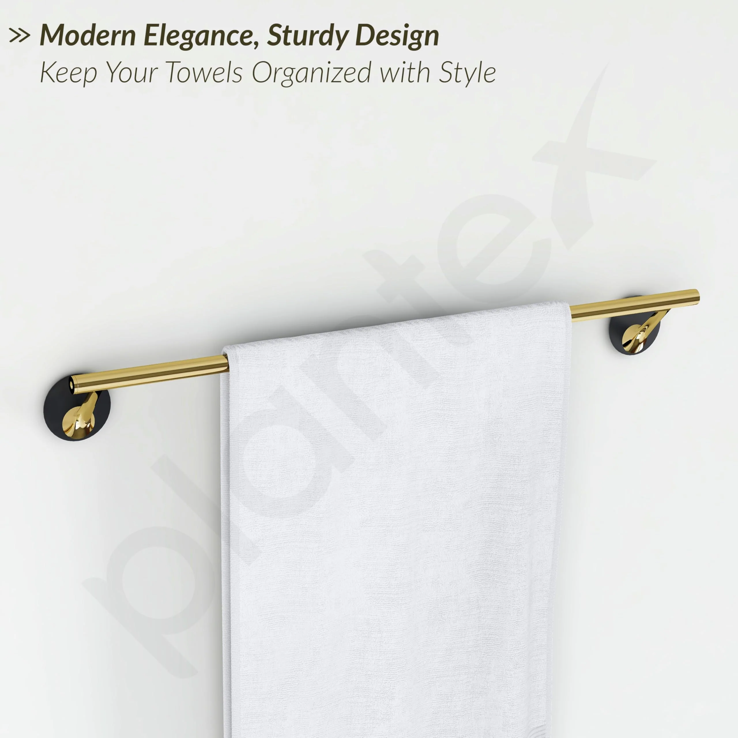 Plantex Self Adhesive Stainless Steel and ABS Bathroom Accessories Set/soap Holder for Bathroom/Tumbler Holder/Towel Rod/Towel Ring for Washbasin/Robe Hook - Set of 5 (Matt Black & Gold) - Image 7