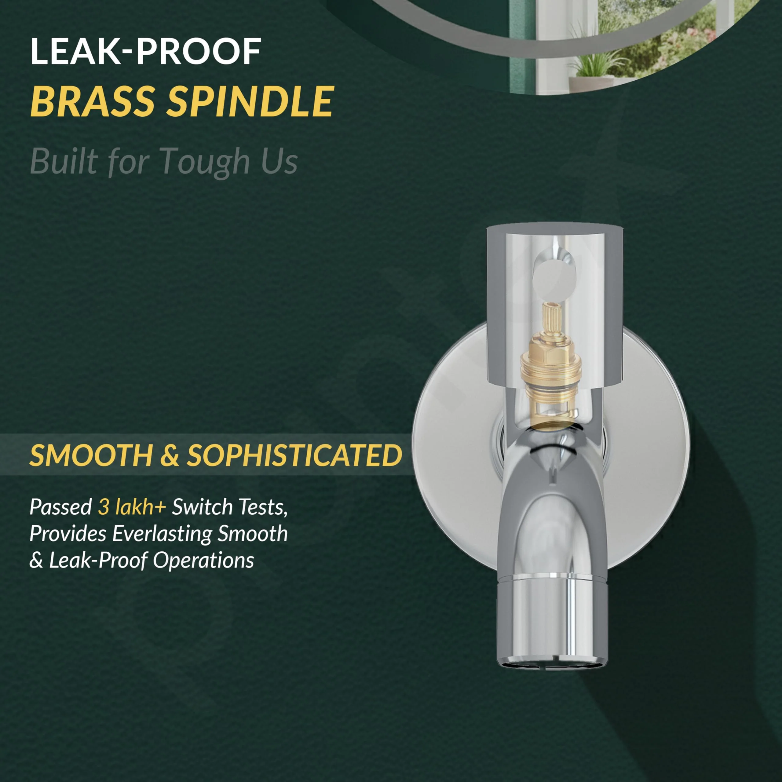 Plantex Short Body Bib Tap for Bathroom with Water-Saving Aerator/Wall Mount Bib Cock with Wall Flange and Teflon Tape/Brass Spindle Basin Tap for Home (MKS-1271-Mirror Chrome) - Image 3