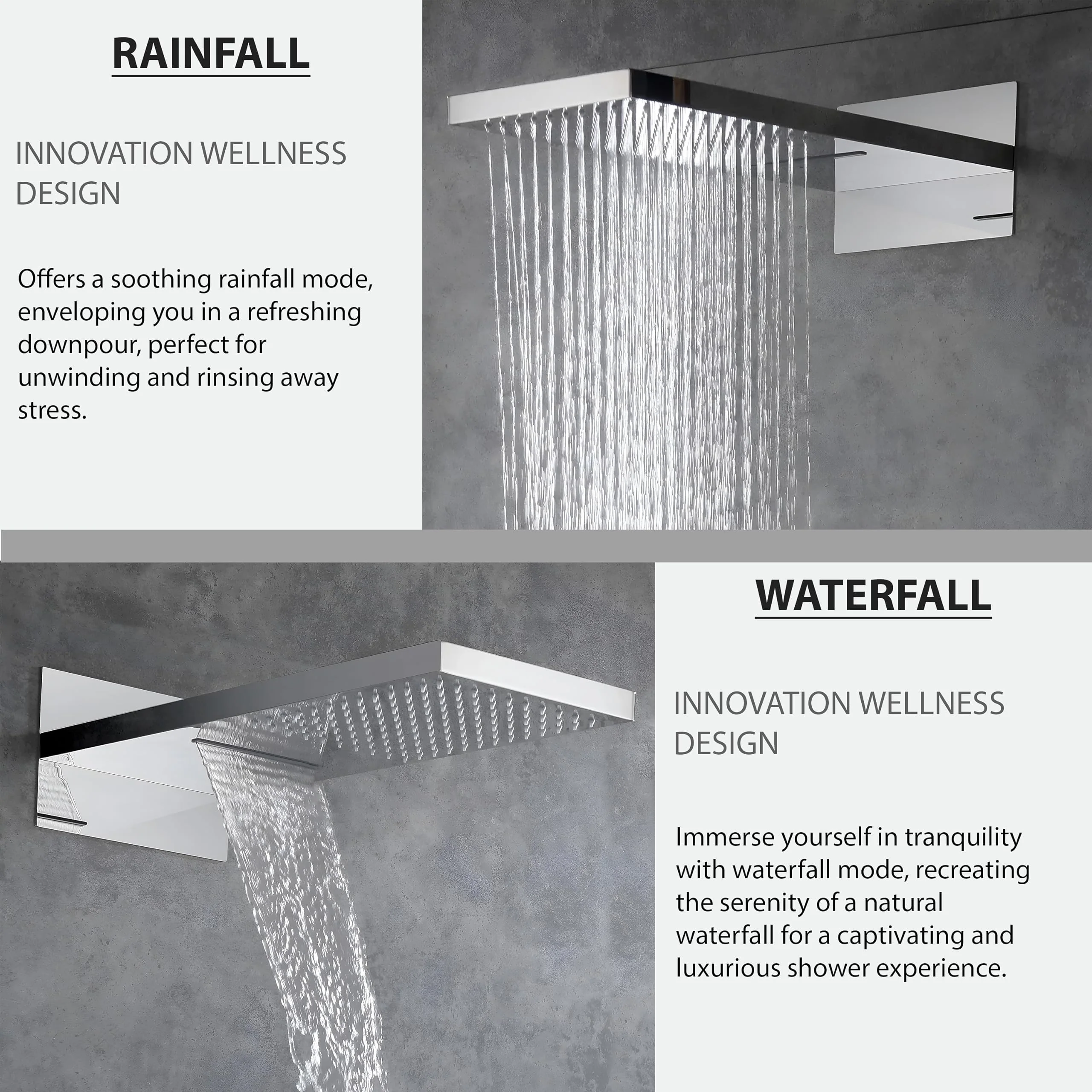 Plantex Shower Panel for Bathroom/Solid Brass 3 in 1 Bathroom Shower Set/Overhead Shower with Dual Function/Handshower with Waterfall Outlet –Chrome - Image 2