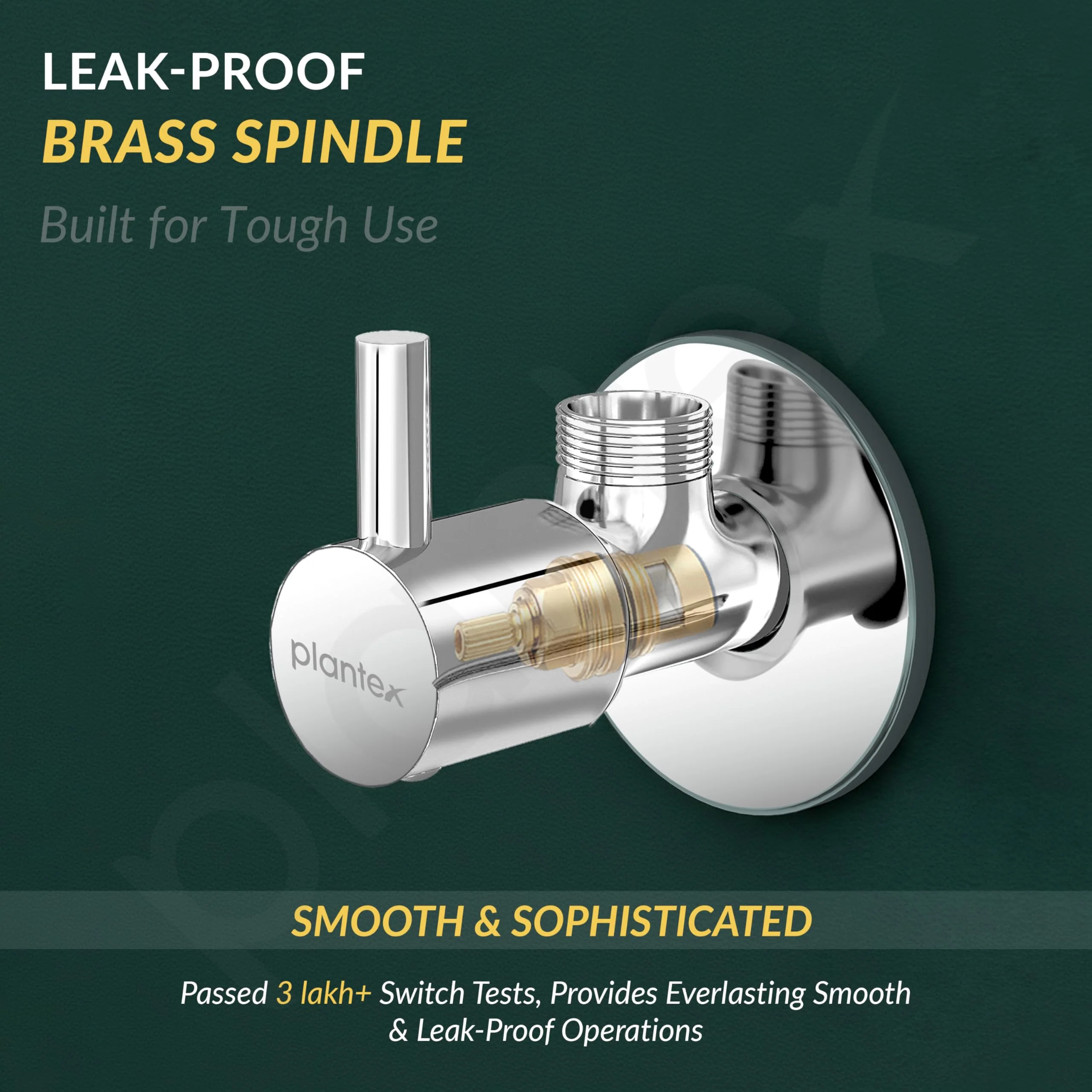 Plantex Single Lever Angle Cocke for Bathroom with Brass Spindle/Angle Valve with Wall Flange and Teflon Tape/Stop Cock for Wash Basin/Kitchen- Pack of 1 (MKS-1274-Chrome) - Image 3