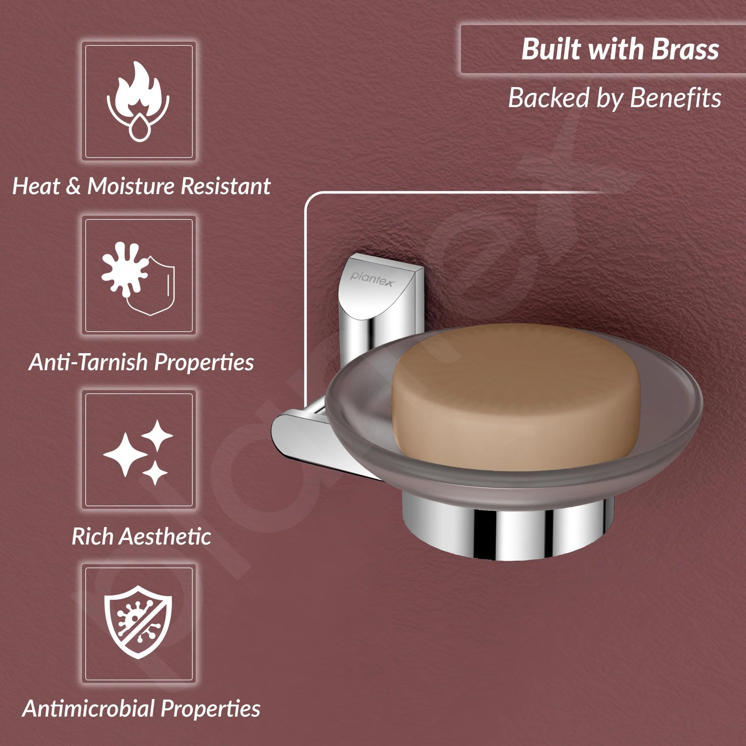 Plantex Smero Pure Brass and Glass Soap Holder for Bathroom & Kitchen/Soap Stand/Case/Dish/Bathroom Accessories - Superb (Chrome) - Image 6