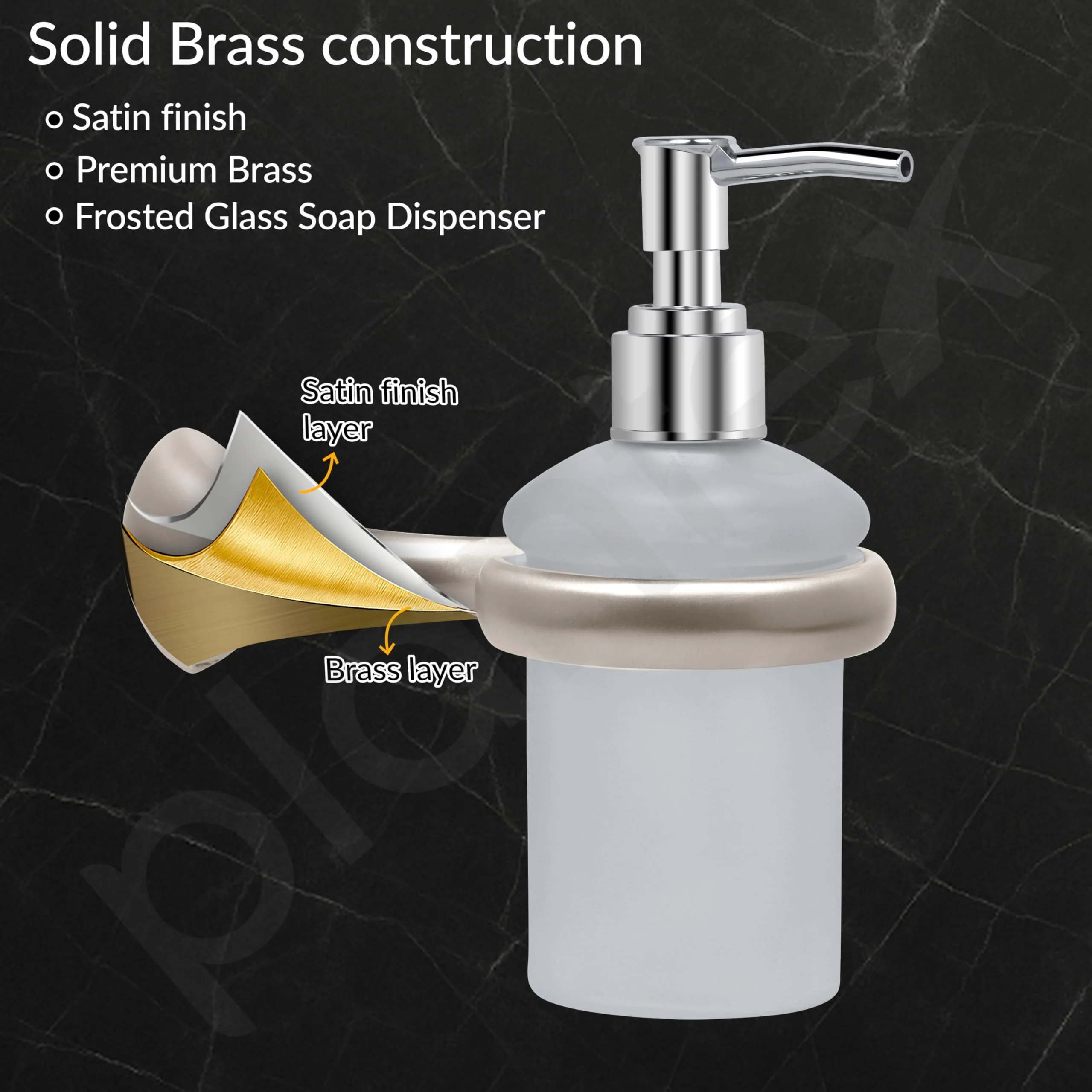 Plantex Smero Pure Brass Handwash Holder for Wash Basin/Liquid Soap Dispenser/Shampoo Dispenser - Effect (Satin Matt) - Image 3