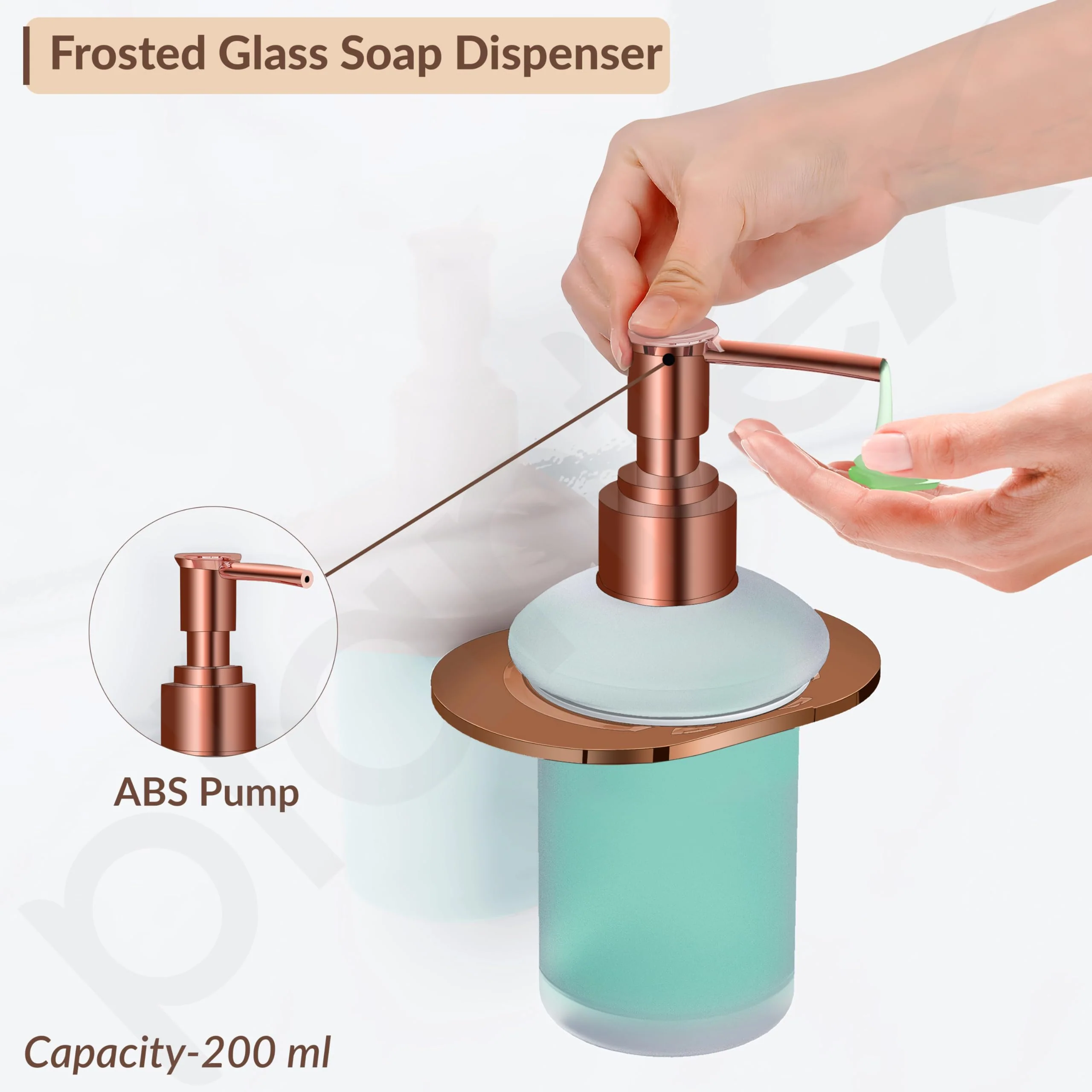 Plantex Smero Pure Brass Made Handwash Holder for wash Basin/Liquid Soap Dispenser/Shampoo Dispenser - Smart (PVD Rose Gold) - Image 7