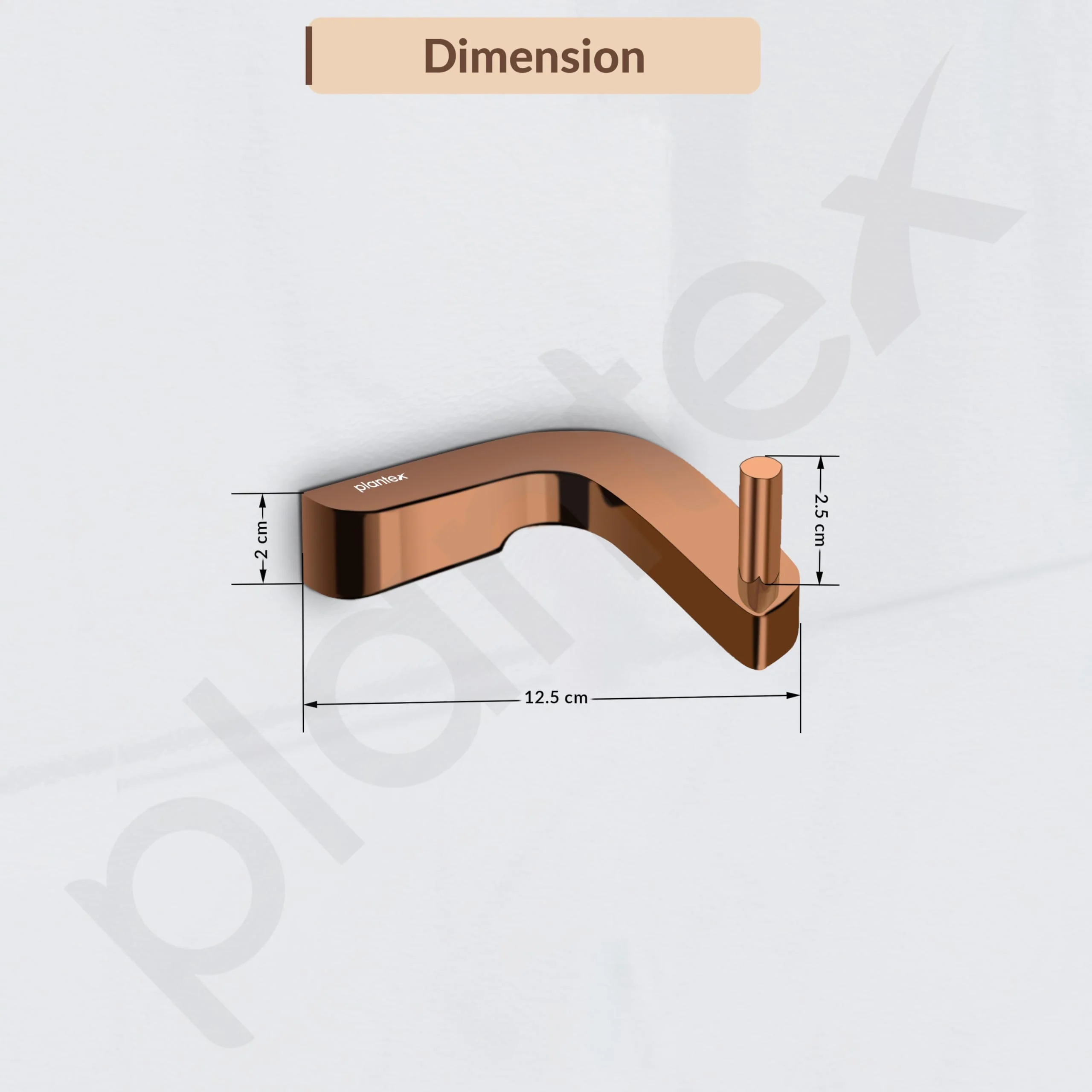Plantex Smero Pure Brass Made Robe Hook for Bathroom/Cloth Hanger for Wall/Hooks for Clothes Hanging - Smart (PVD Rose Gold) - Image 5