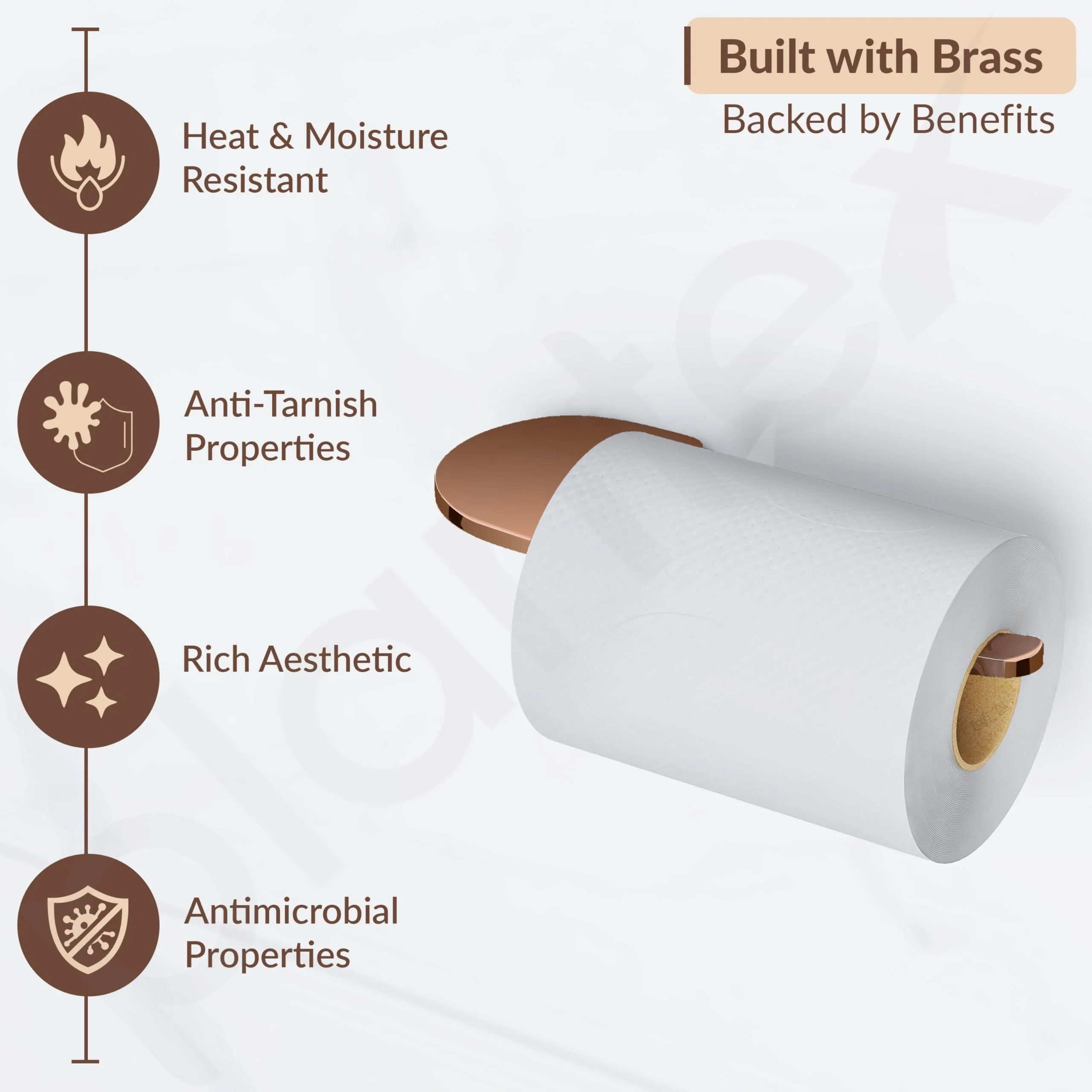 Plantex Smero Pure Brass Toilet Paper Holder/Toilet Paper Roll Holder/Tissue Paper Roll Holder for Bathroom - Smart (PVD Rose Gold) - Image 4