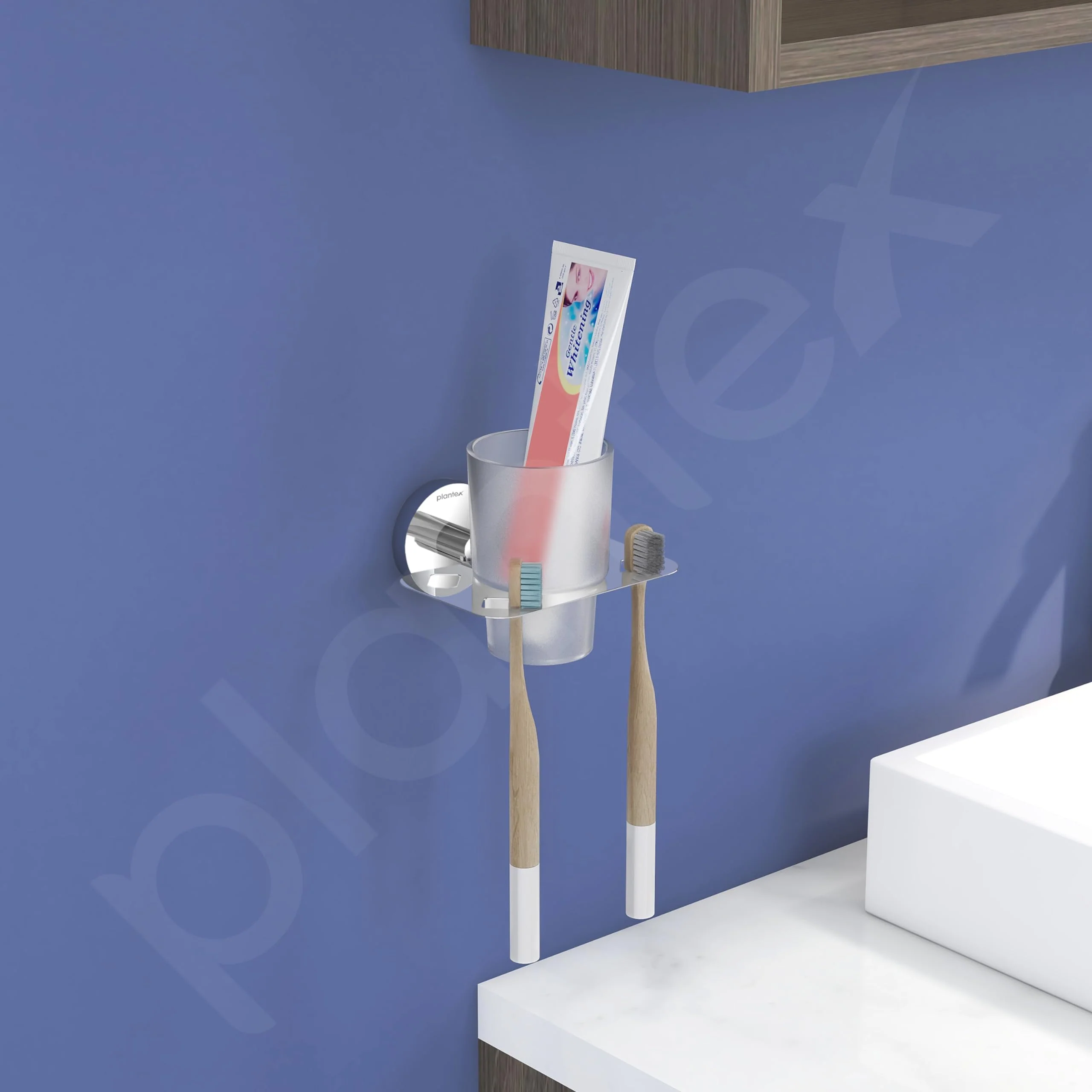 Plantex Smero Pure Brass Tooth Brush Holder/Tumbler Holder/Toothpaste Holder/Bathroom Accessories - Circle (Chrome) - Image 2