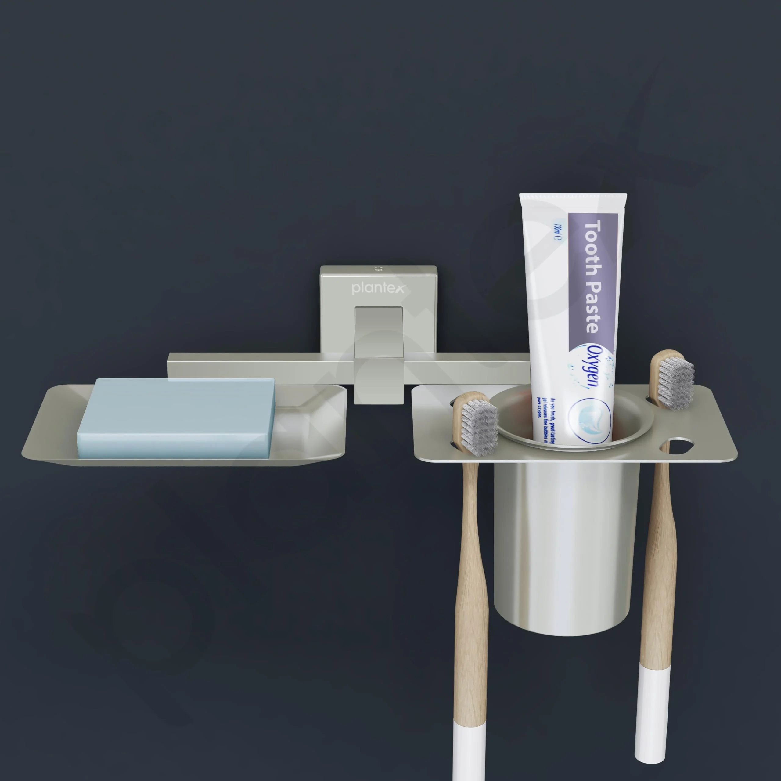 Plantex Soap Dish with Tumbler Holder/Soap Stand/Stainless Steel Soap Case with Toothbrush Holder/Bathroom Accessories -Aqua (Satin) - Image 5
