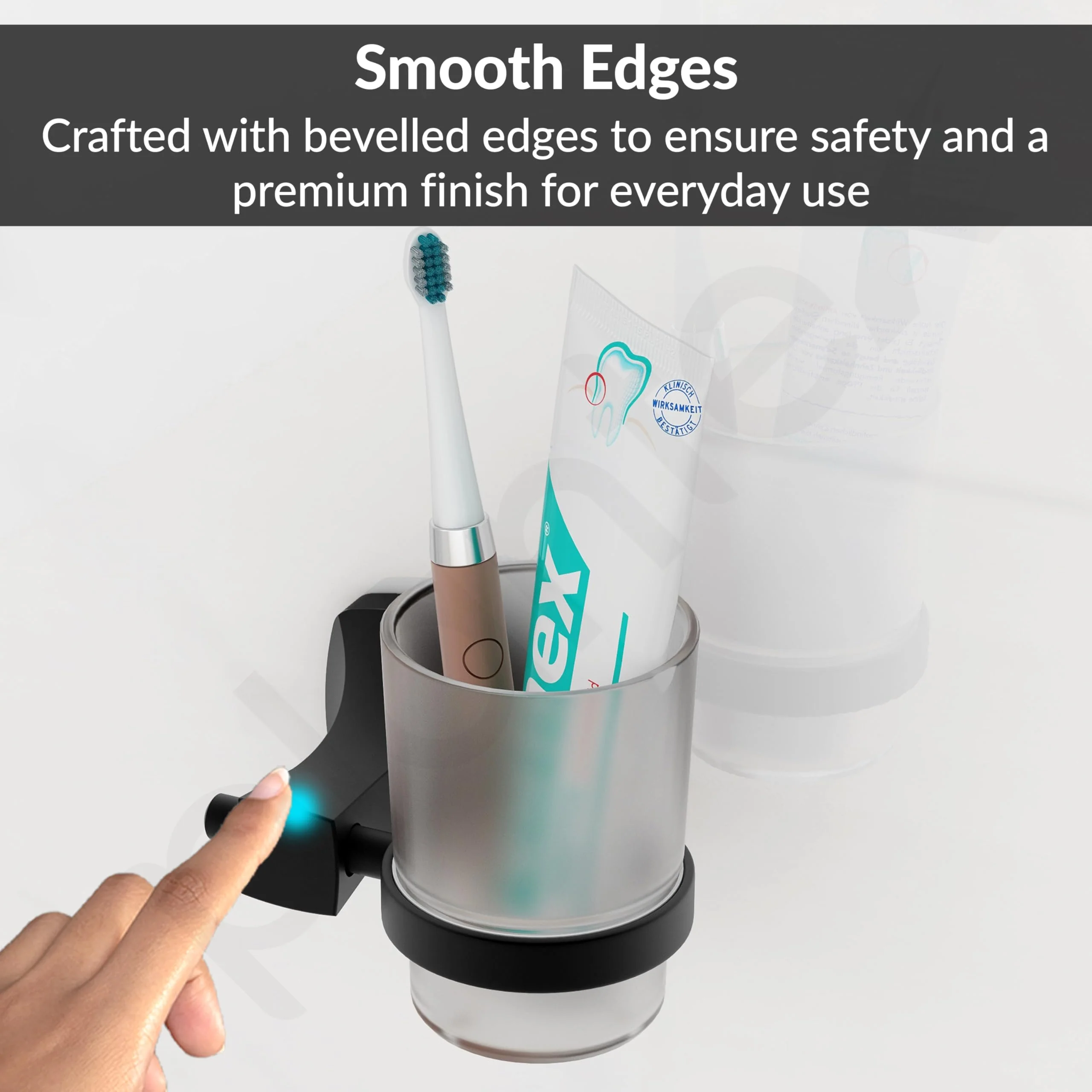 Plantex Space Aluminum Glass Tumbler Holder/Tooth Brush Holder/Bathroom Accessories (Black) - Image 6