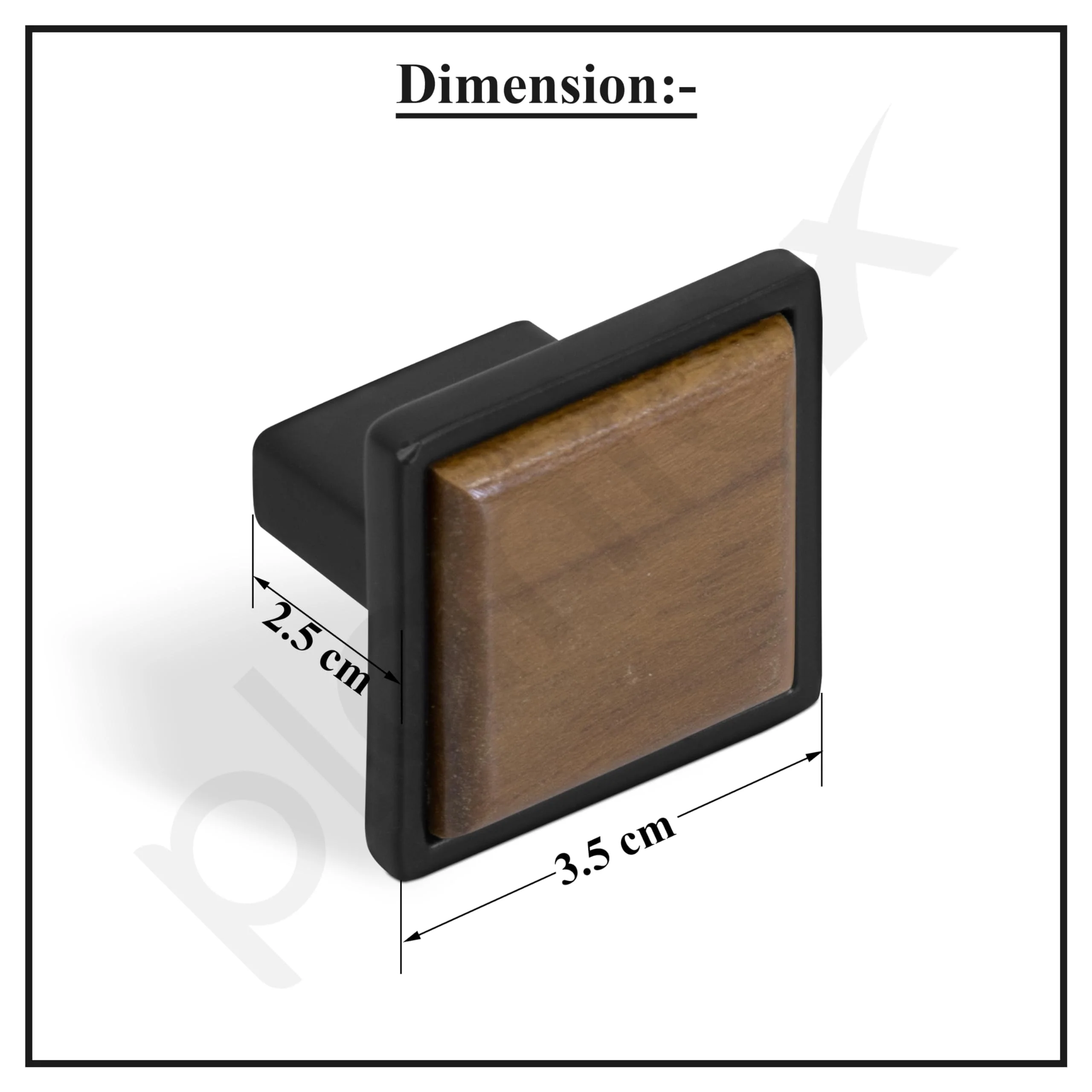 Plantex Square Drawer Knobs/Pull-Push Knob for Drawer/Kitchen/Cabinet/Wardrobe - Pack of 3 (Black & Wood) - Image 3
