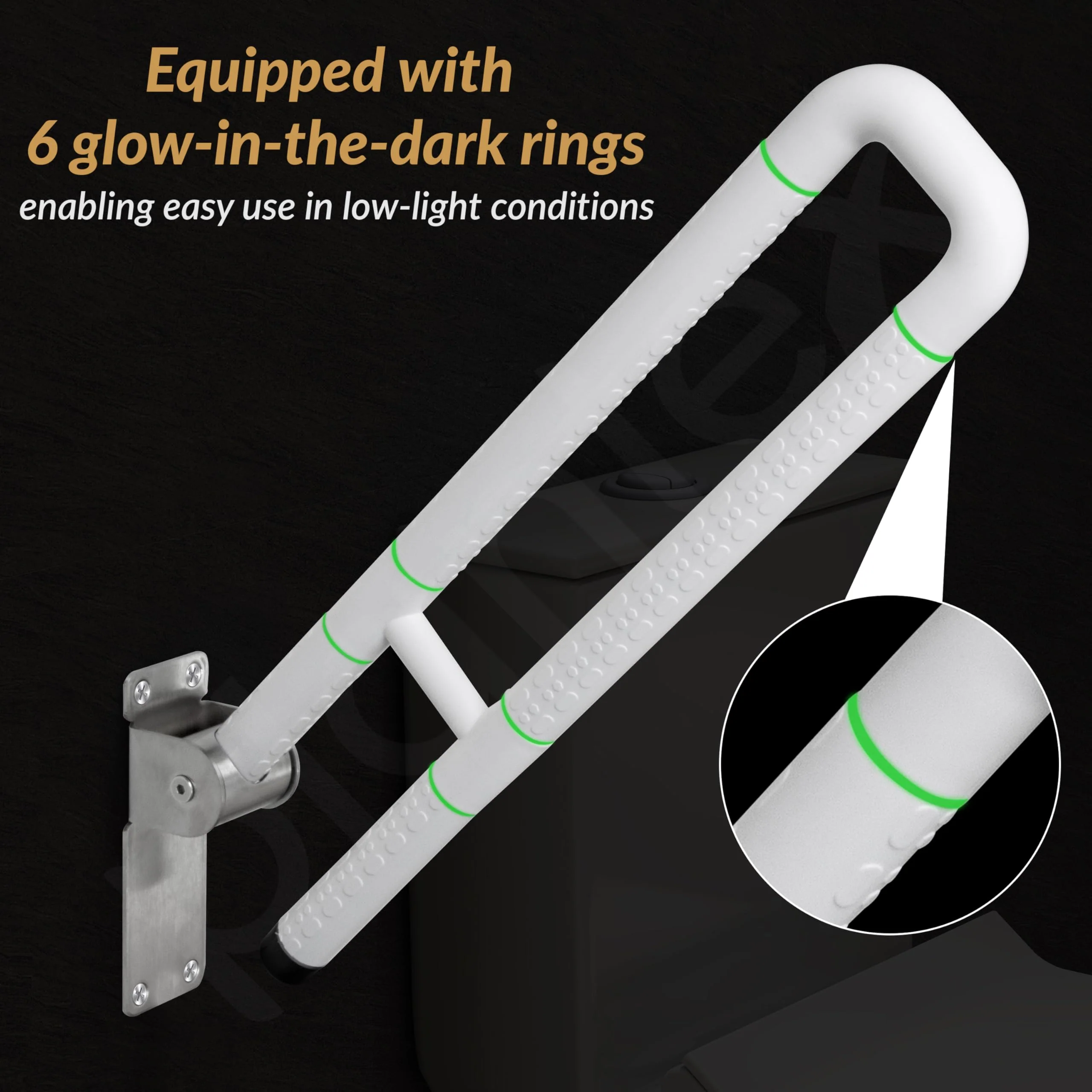 Plantex Stainless Steel 24 Inch U-Shape Handle for Bathroom Support/Space-Saving Safety Bar for Shower/Toilet/Bedside Anti-Slip Shower Grab Bar for Bathroom - (White) - Image 3