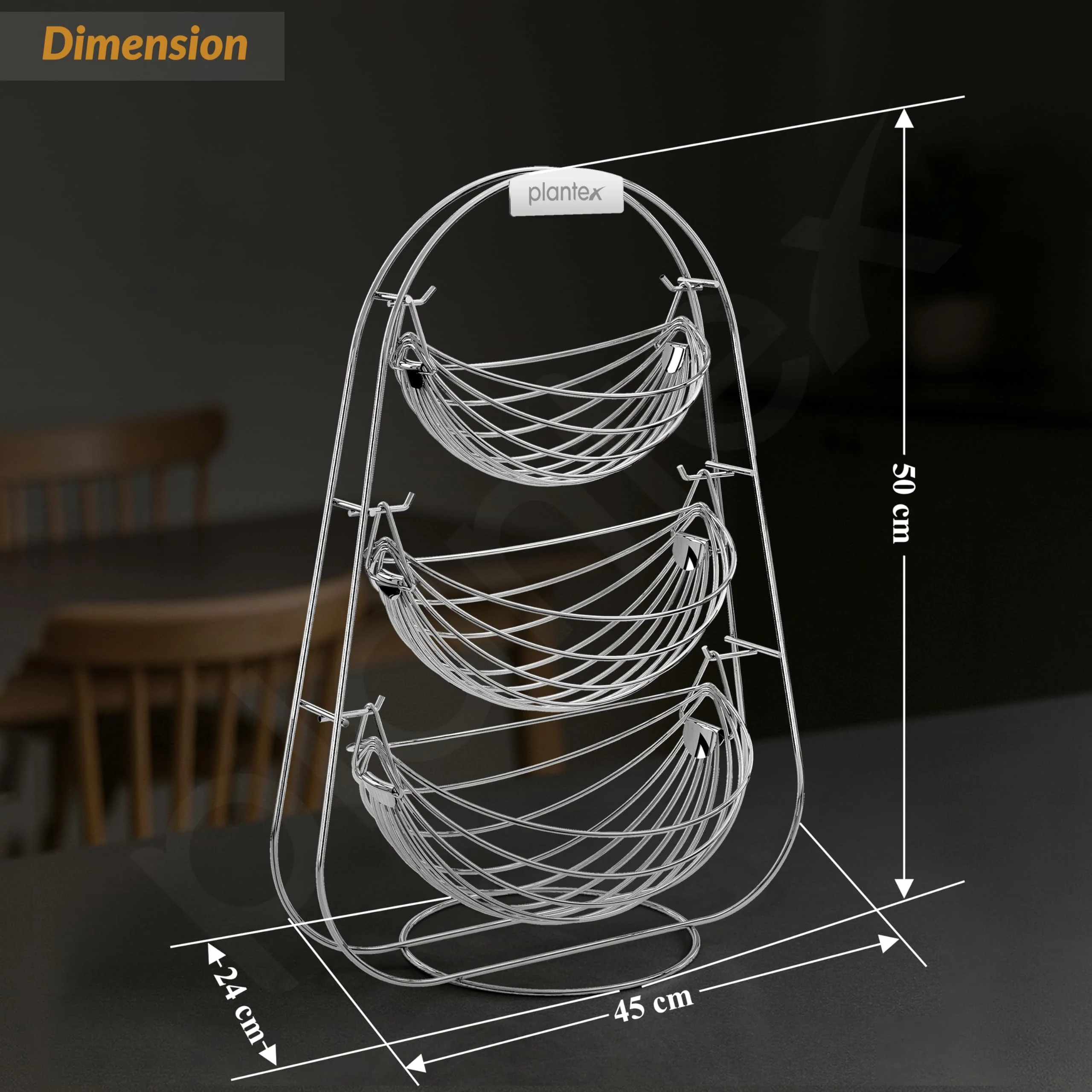 Plantex Stainless Steel 3 Step Swing Fruit and Vegetable Basket/Fruit Basket/Vegetable Basket for Kitchen and Dining Table - Image 4