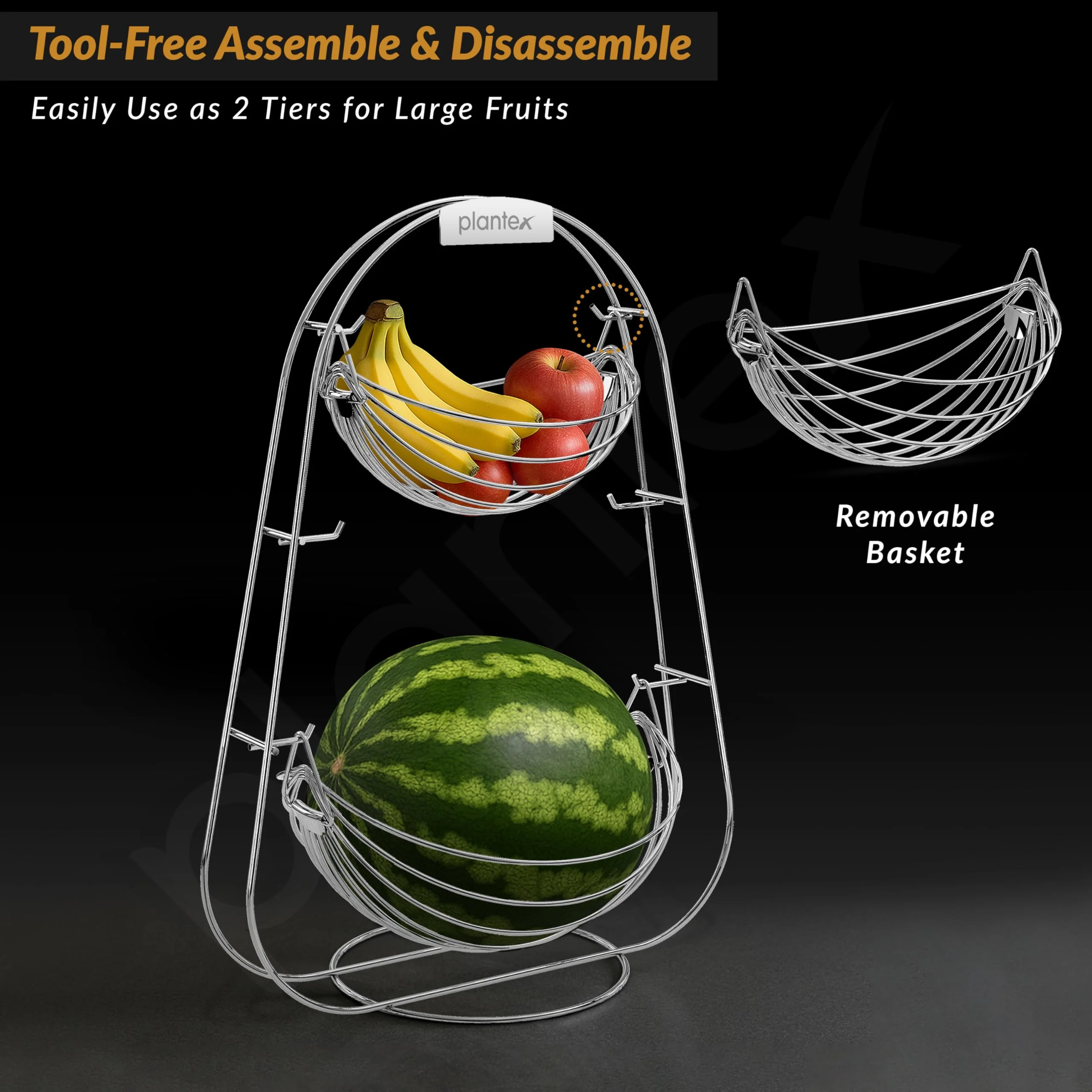 Plantex Stainless Steel 3 Step Swing Fruit and Vegetable Basket/Fruit Basket/Vegetable Basket for Kitchen and Dining Table - Image 7