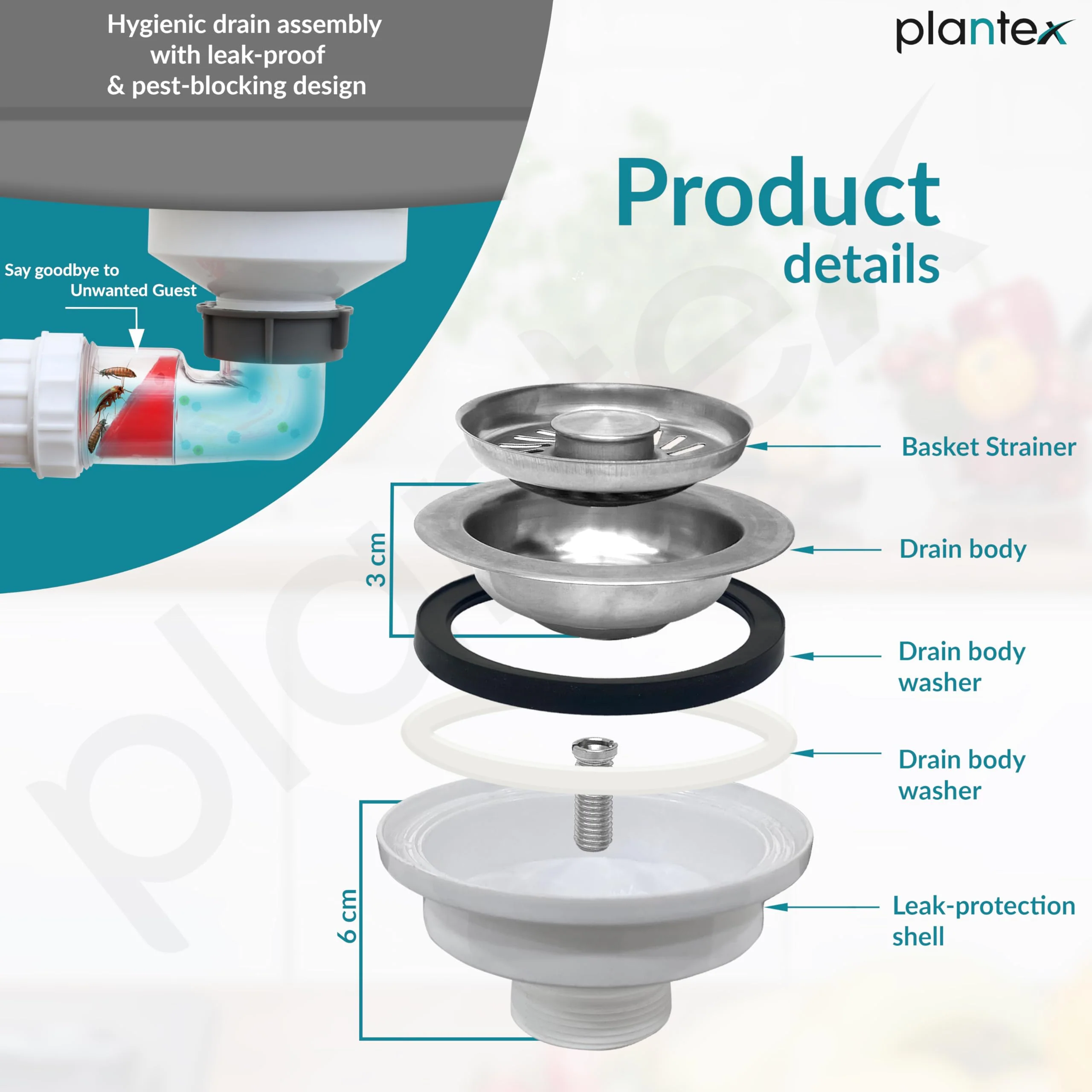 Plantex Stainless Steel 304 Grade Double Bowl Sink for Kitchen/Handmade Steel Kitchen Sink with 7 Years of Warrenty by Plantex/Sink with All Fitting & Drying Rack Included(Silver Matt-37x18 Inches) - Image 3