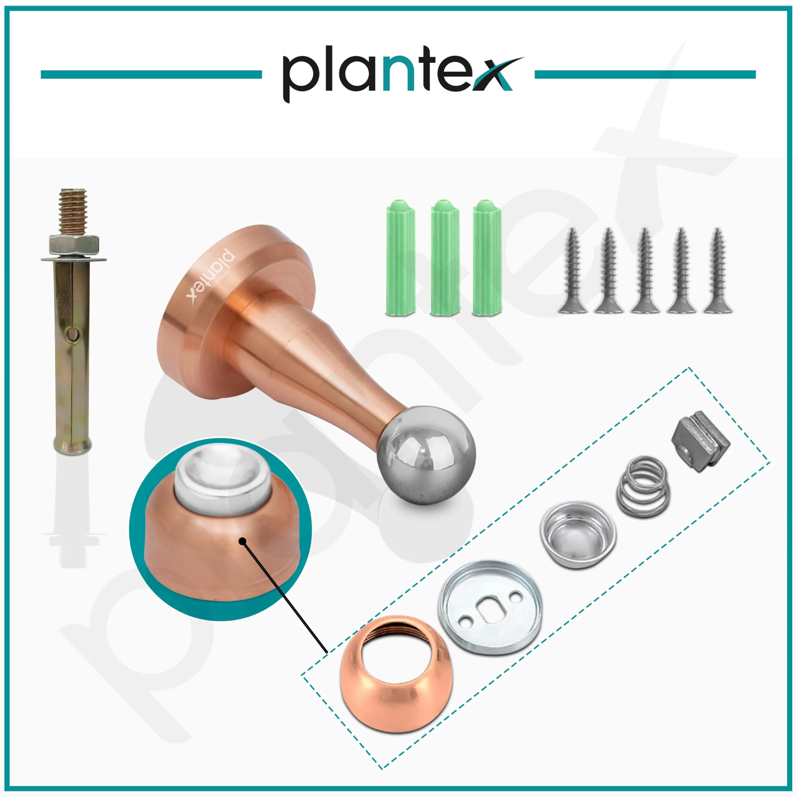 Plantex Stainless Steel 360 Degree 4 inch Door Magnet Stopper for Home/Office/Hotel Wall and Floor Mounted Soft-Catcher to Hold Wooden/Glass/PVC Door (Rose Gold Finish) - Image 5