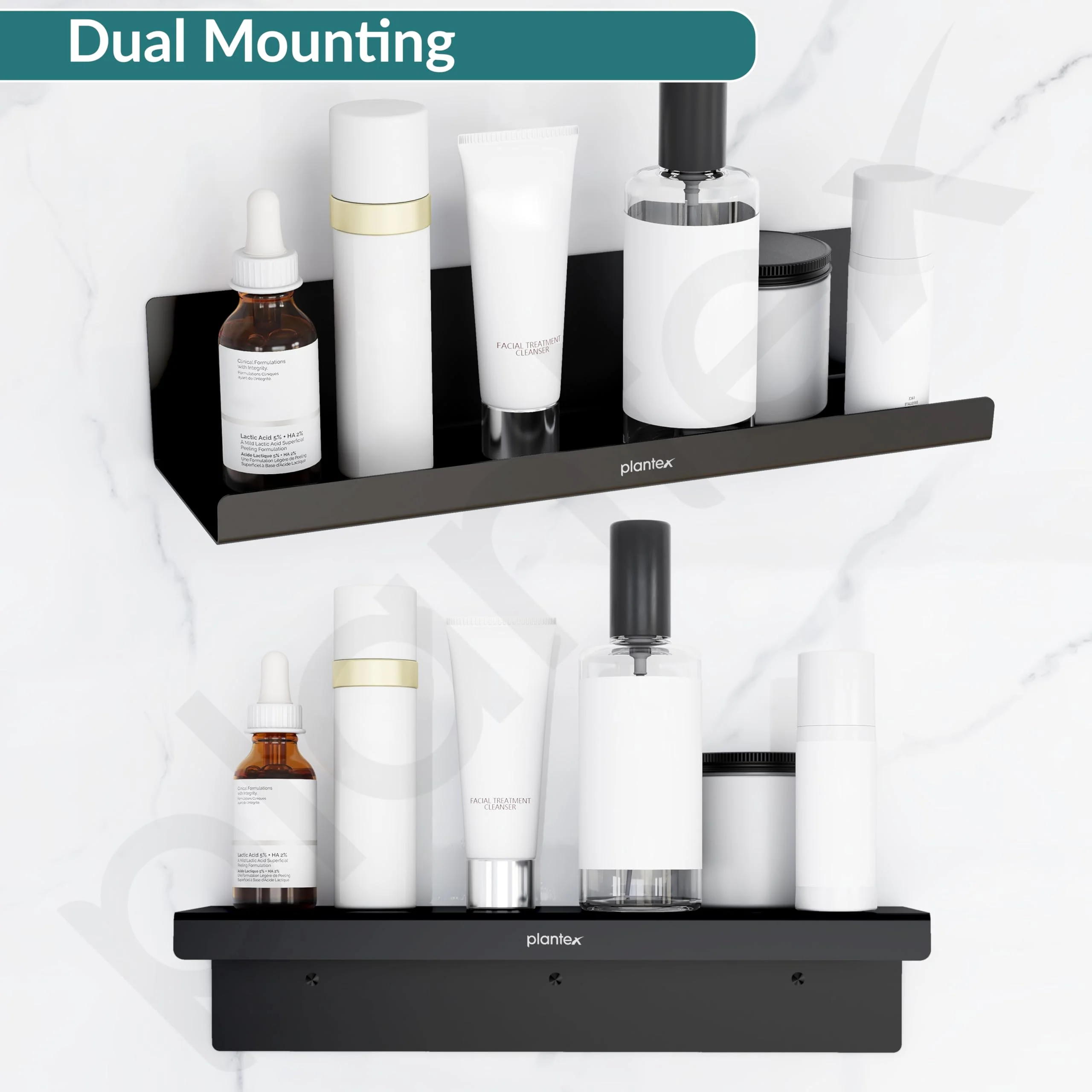 Plantex Stainless Steel Bathroom Shelf/Floating Shelf/Storage Organizer/Rack for Bathroom/Kitchen/Living-Room/Bathroom Accessories - Wall Mount (Matt Black - 14x5 Inches) - Image 6