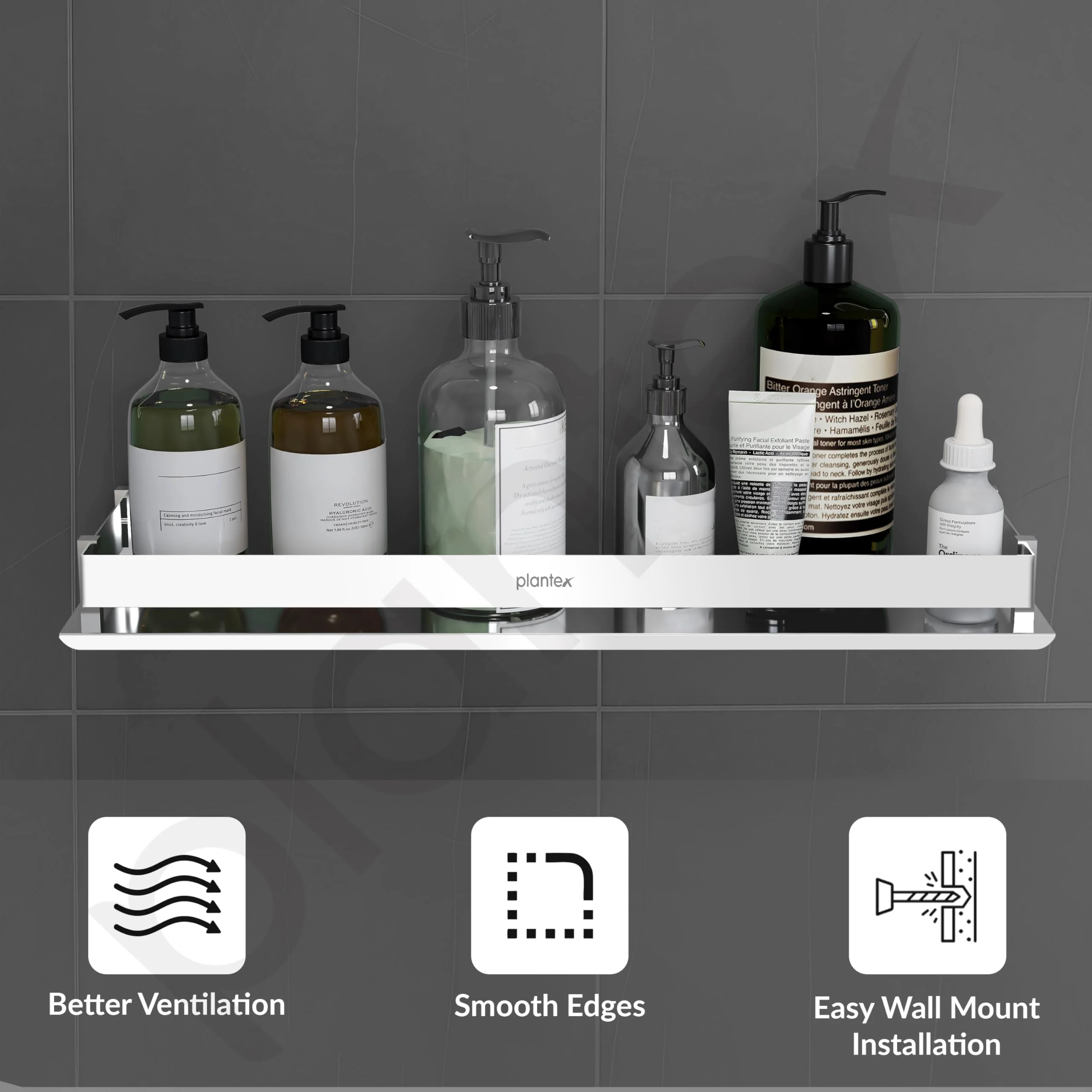 Plantex Stainless Steel Bathroom Shelf Rack/Bathroom Organizer/Wall Shelf for Bathroom Accessories Set/Kitchen Stand/Kitchen Shelves & Racks-(Chrome 18x5 Inches) - Image 3