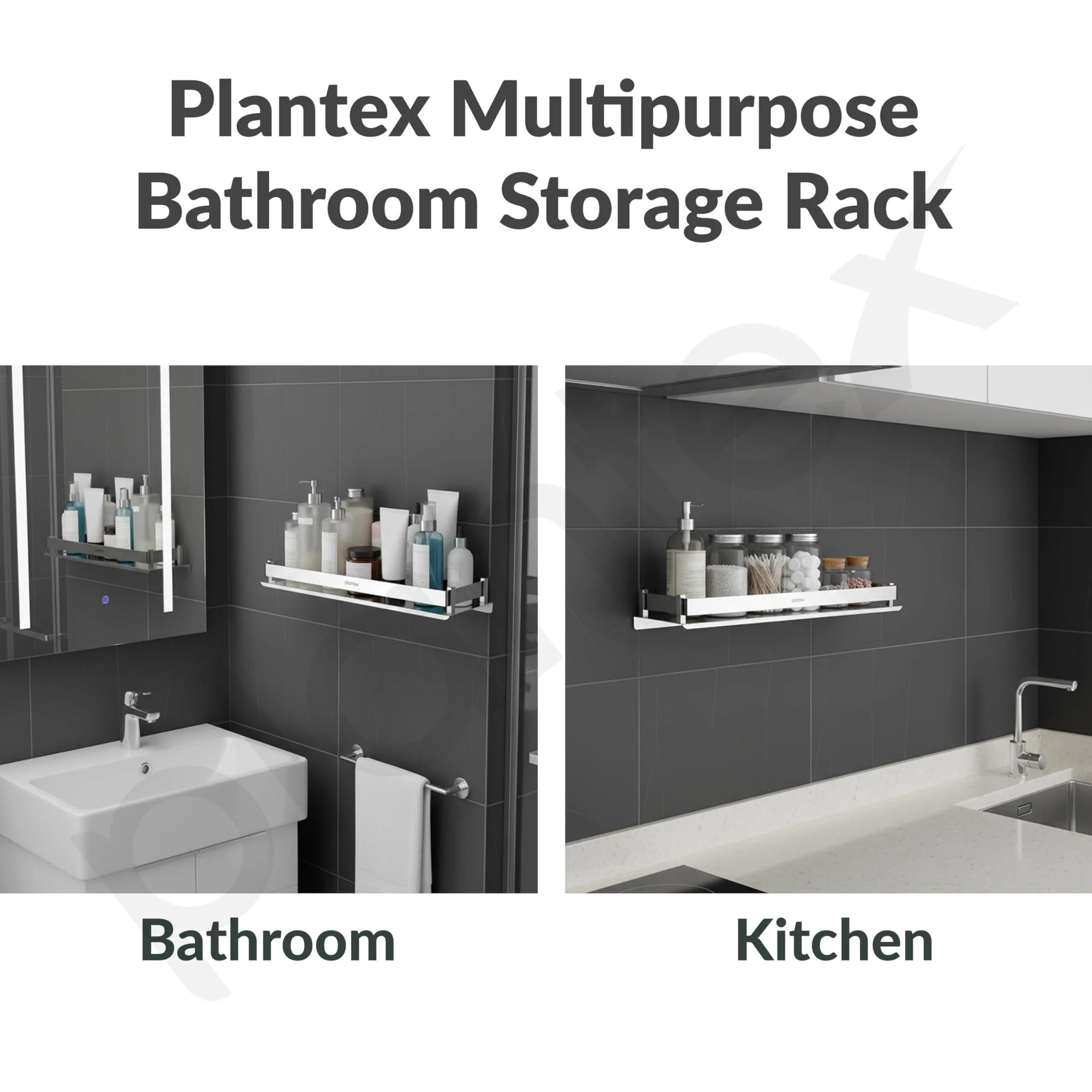 Plantex Stainless Steel Bathroom Shelf Rack/Bathroom Organizer/Wall Shelf for Bathroom Accessories Set/Kitchen Stand/Kitchen Shelves & Racks-(Chrome 18x5 Inches) - Image 6
