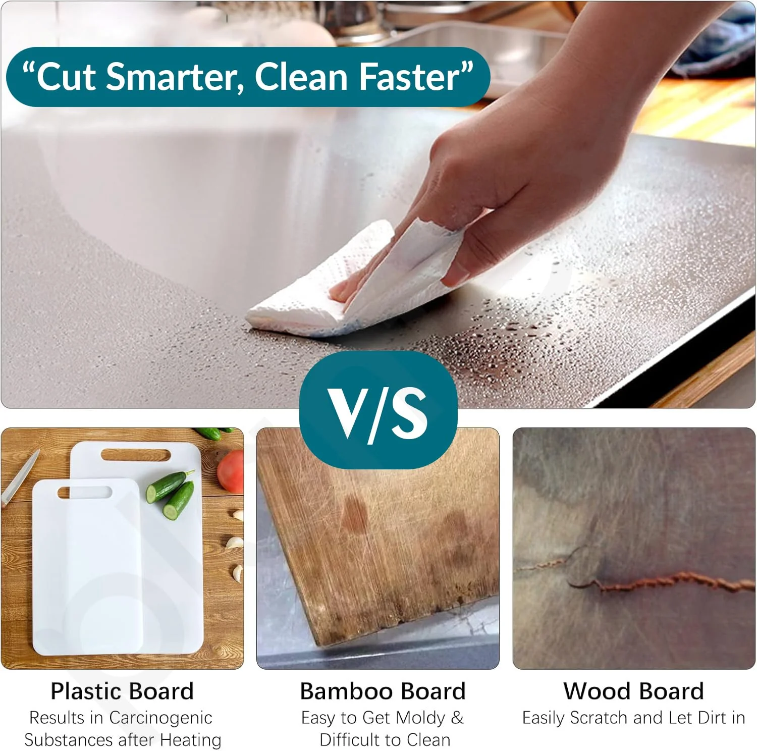 Plantex Stainless Steel Chopper Board for Kitchen Use/L-Shape Chopping Board/Non-Slip, Rust-Proof, Anti-Bacterial Surface Cutting Pad (Pack of 1, Chrome Finish, Size-35.5 cm X 23 cm) - Image 7