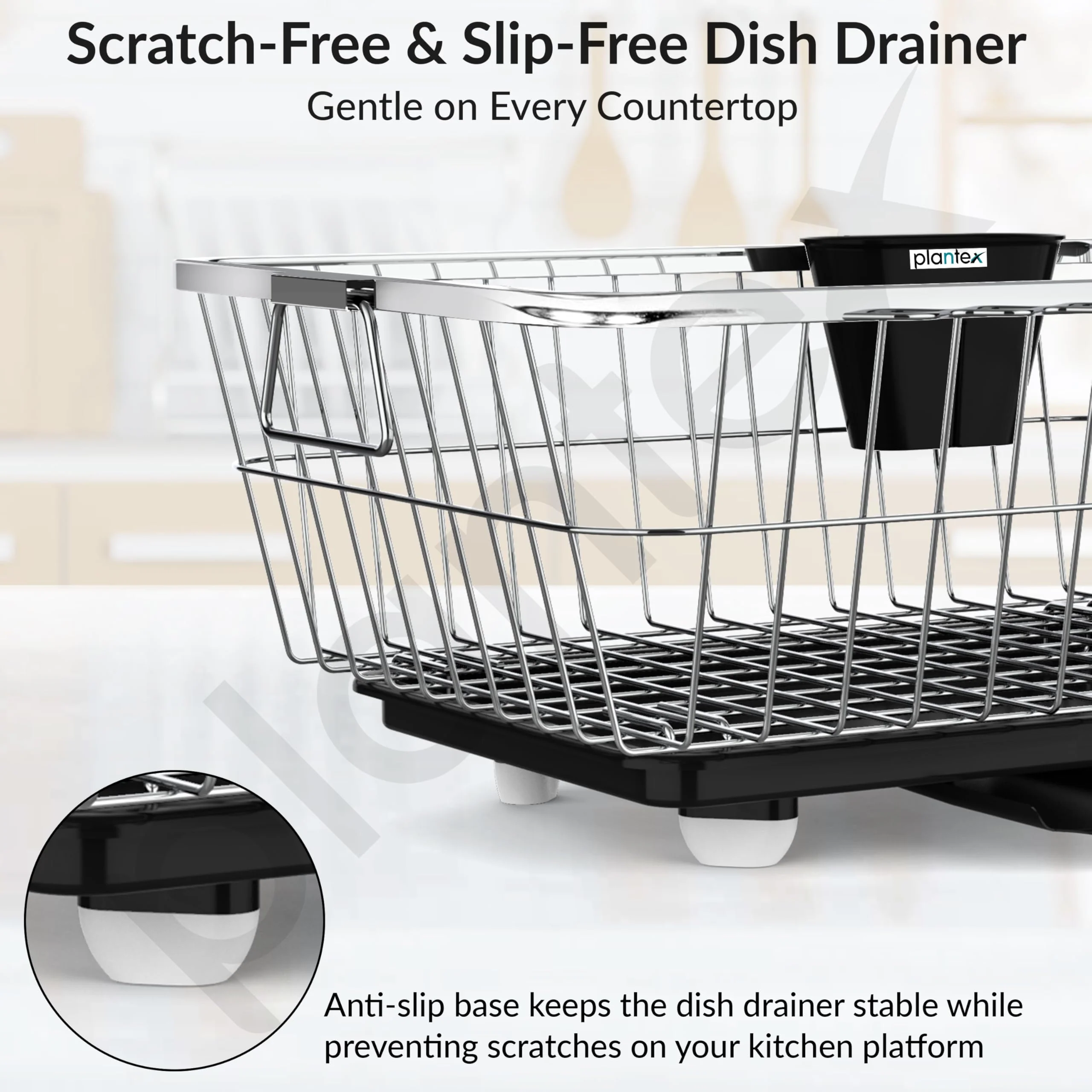 Plantex Stainless Steel Dish Drainer Basket for Kitchen Utensils/Dish Drying Rack with Drainer/Bartan Basket/Plate Stand Size - 23X9 Inch (Chrome) - Image 7