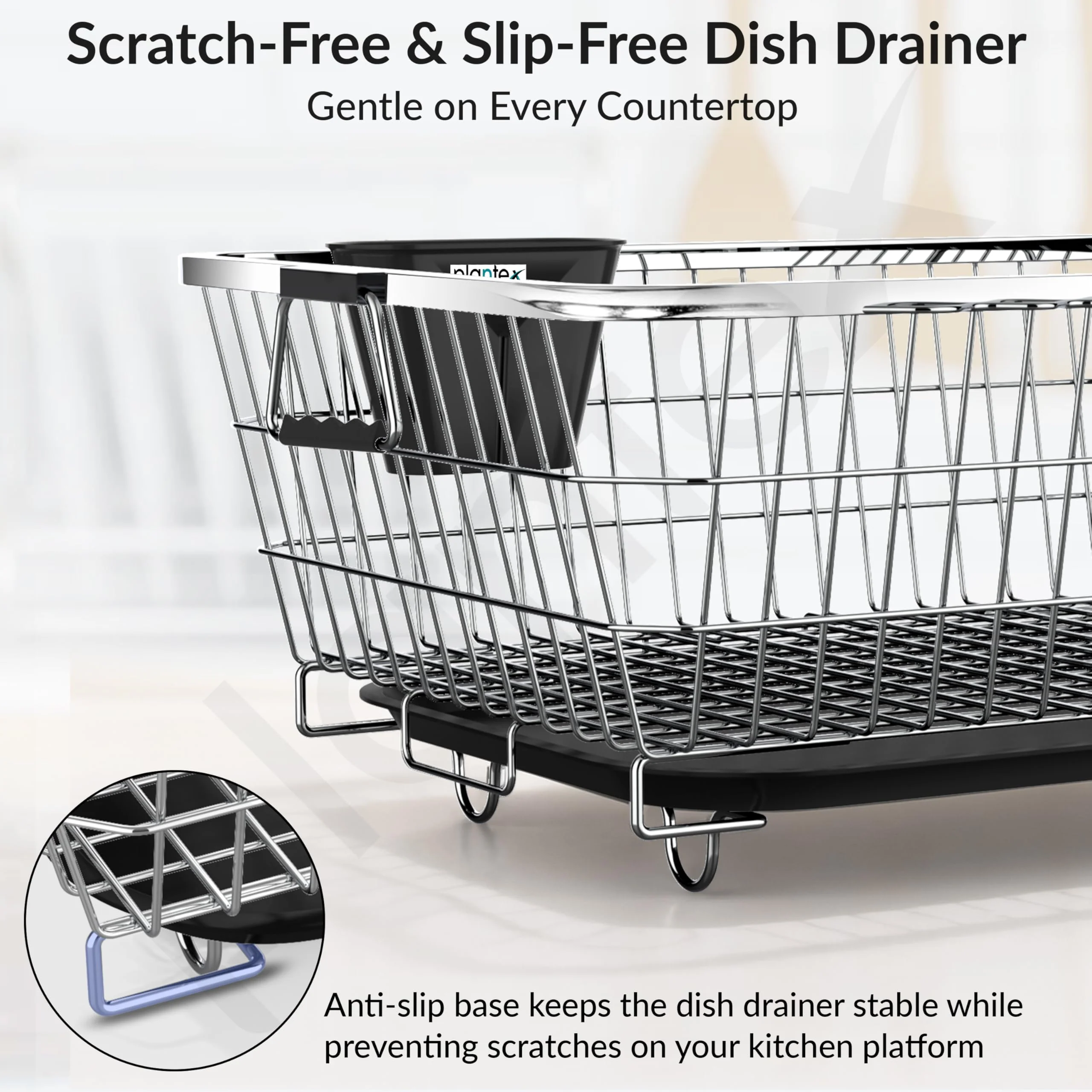 Plantex Stainless Steel Dish Drainer Basket for Kitchen Utensils/Dish Drying Rack with Drainer/Bartan Basket/Plate Stand(Size- 58.5x44.5x23.5 CM - Chrome Finish) - Image 6