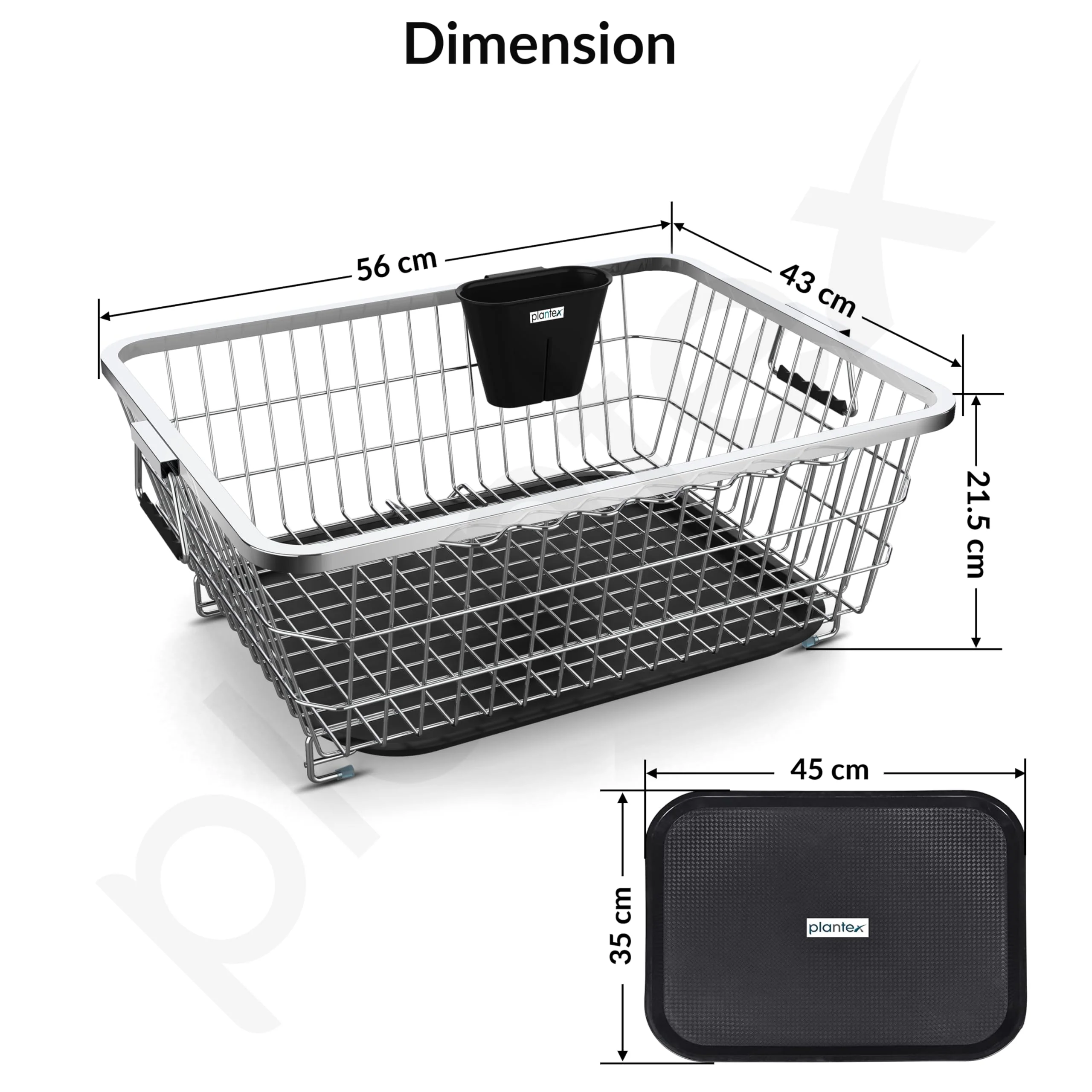 Plantex Stainless Steel Dish Drainer Basket for Kitchen Utensils/Dish Drying Rack with Drainer/Plate Stand/Bartan Basket (Size-56 x 43 x 22 cm) - Image 4