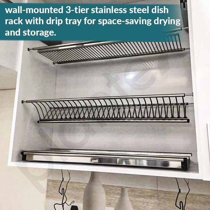 Plantex Stainless Steel Dish Plate Rack Drainer/600mm GTPT Tray for Kitchen/Cabinet Kitchen Organizer for Quick Drying and Storage - Set of 3 Pcs (Chrome) - Image 4