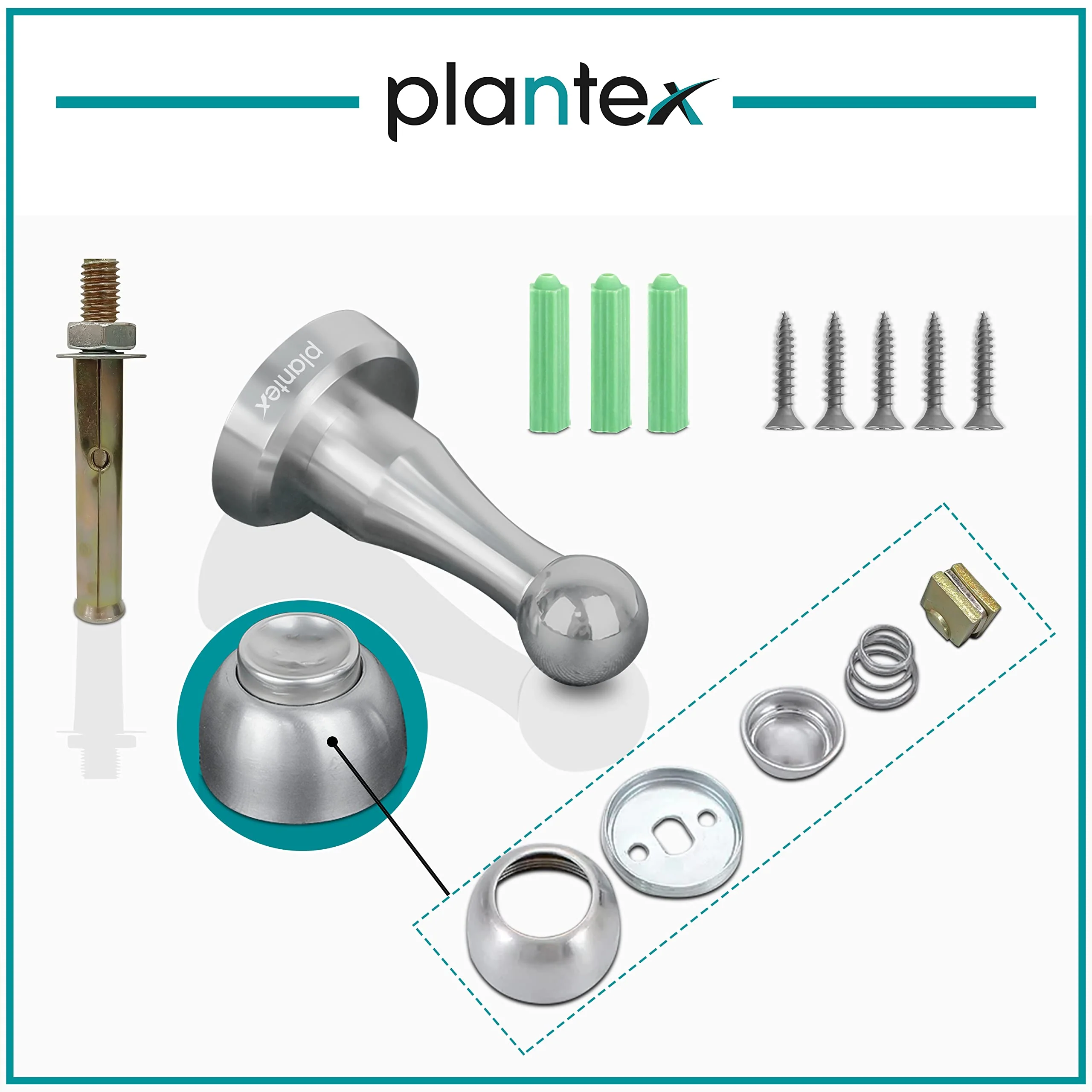 Plantex Stainless Steel Door Stopper/360 Degree 4 Inch Door Magnet for Home/Wall Mounted Soft Catcher to Hold Wooden/Glass/PVC Door/Door Stopper for Home (Matt) - Image 5