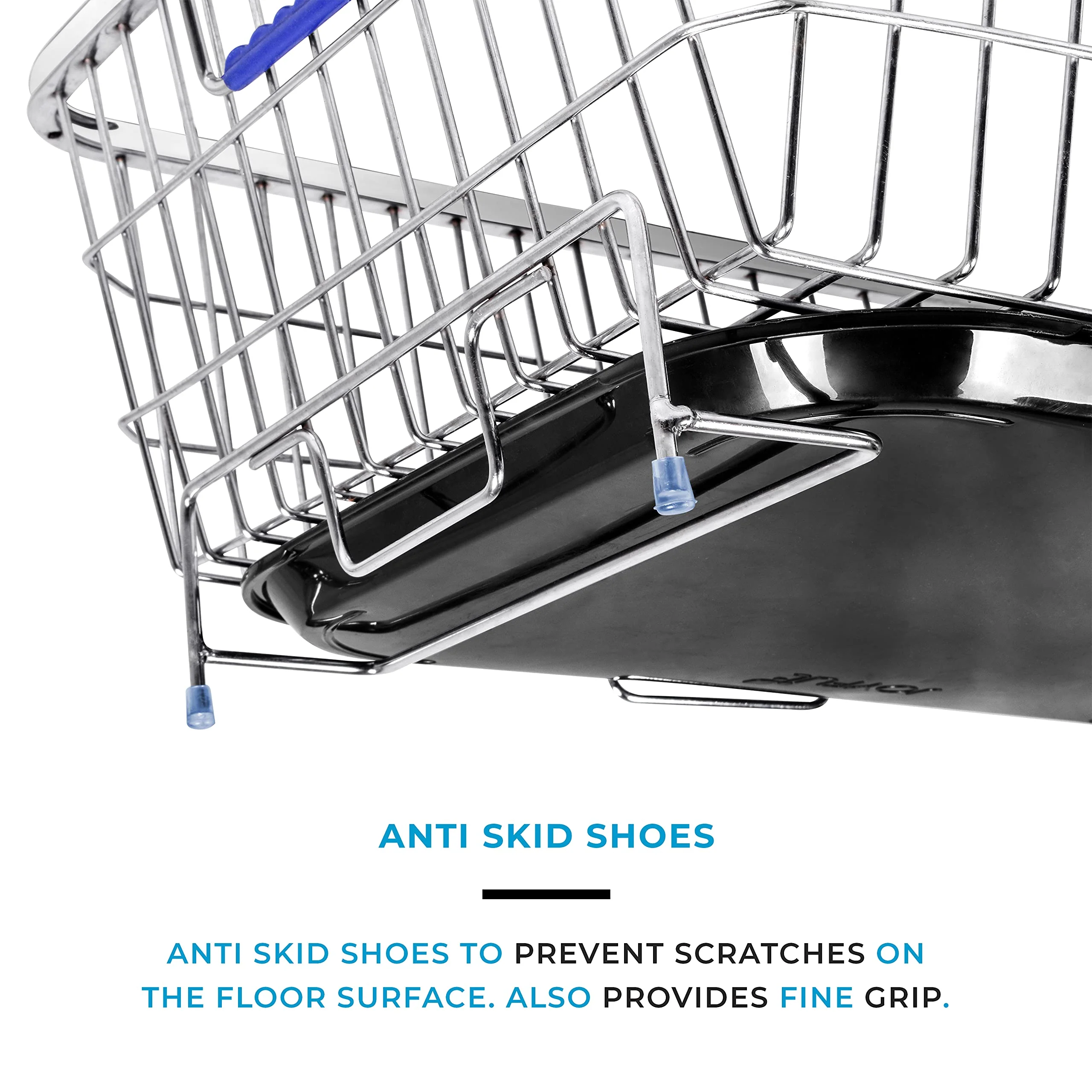 Plantex Stainless Steel Drying Rack -Vessel,Dish,Utensil Drainer Basket/Dish Drying Rack with Drainer/Plate Stand/Basket for Utensils (Size-56x43x23cm) - Image 5