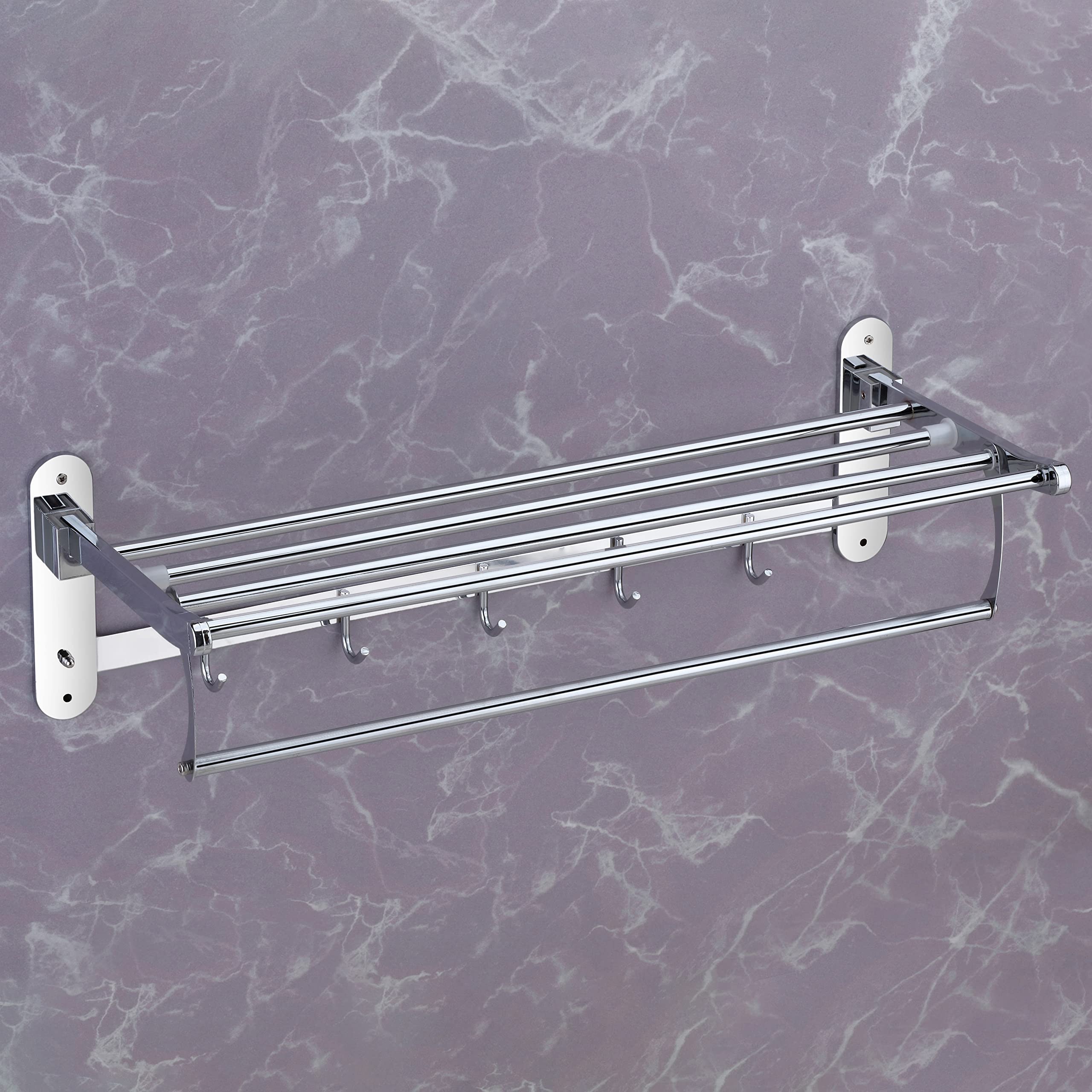 Plantex Stainless Steel Folding Towel Rack for Bathroom/Towel Stand/Towel Holder/Bathroom Accessories (24 Inch) - Chrome - Image 4