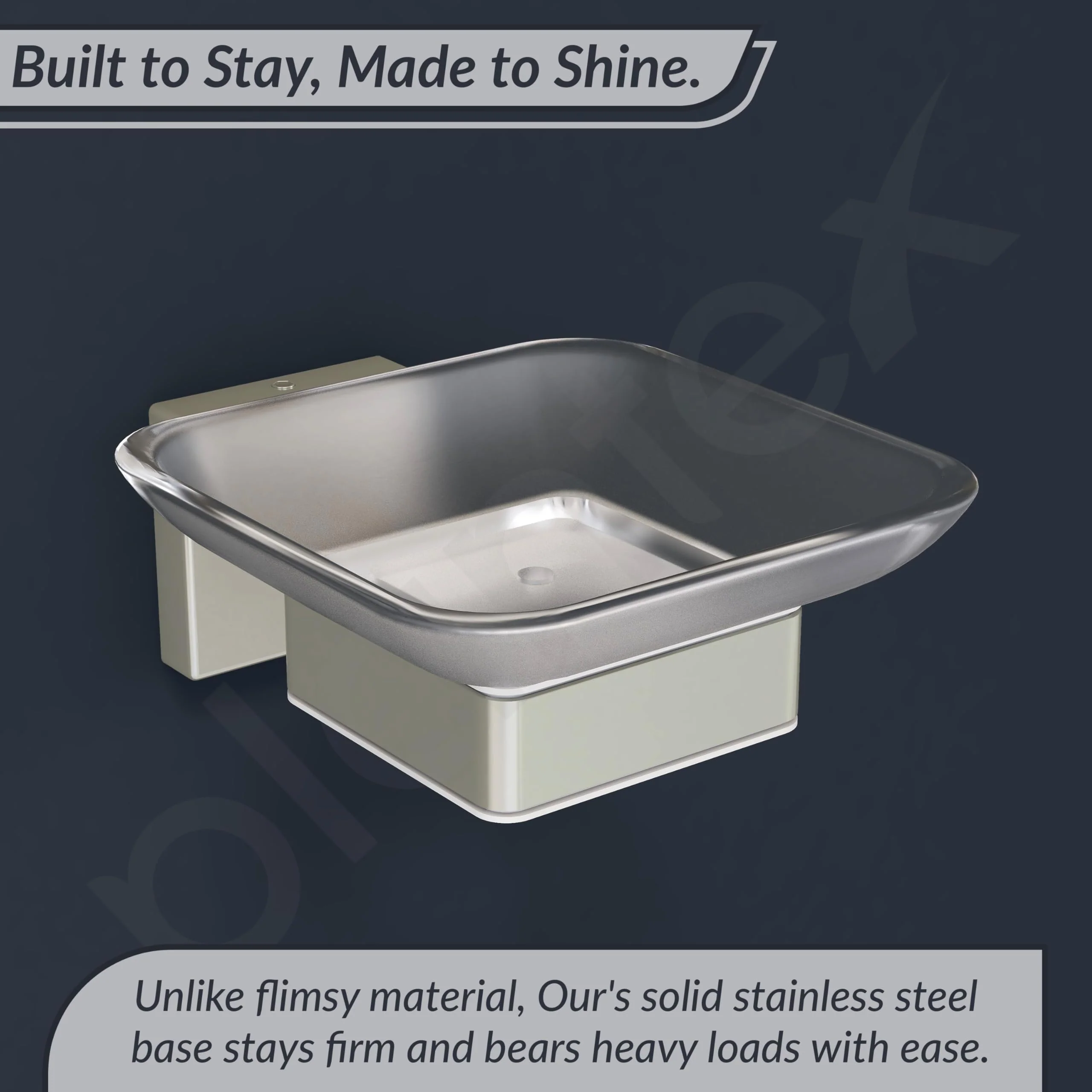 Plantex Stainless Steel Glass Soap Dish for Bathroom/Soap Holder/Soap Case/Soap Stand for Kitchen/Bathroom Accessories - Aqua (Satin) - Image 7