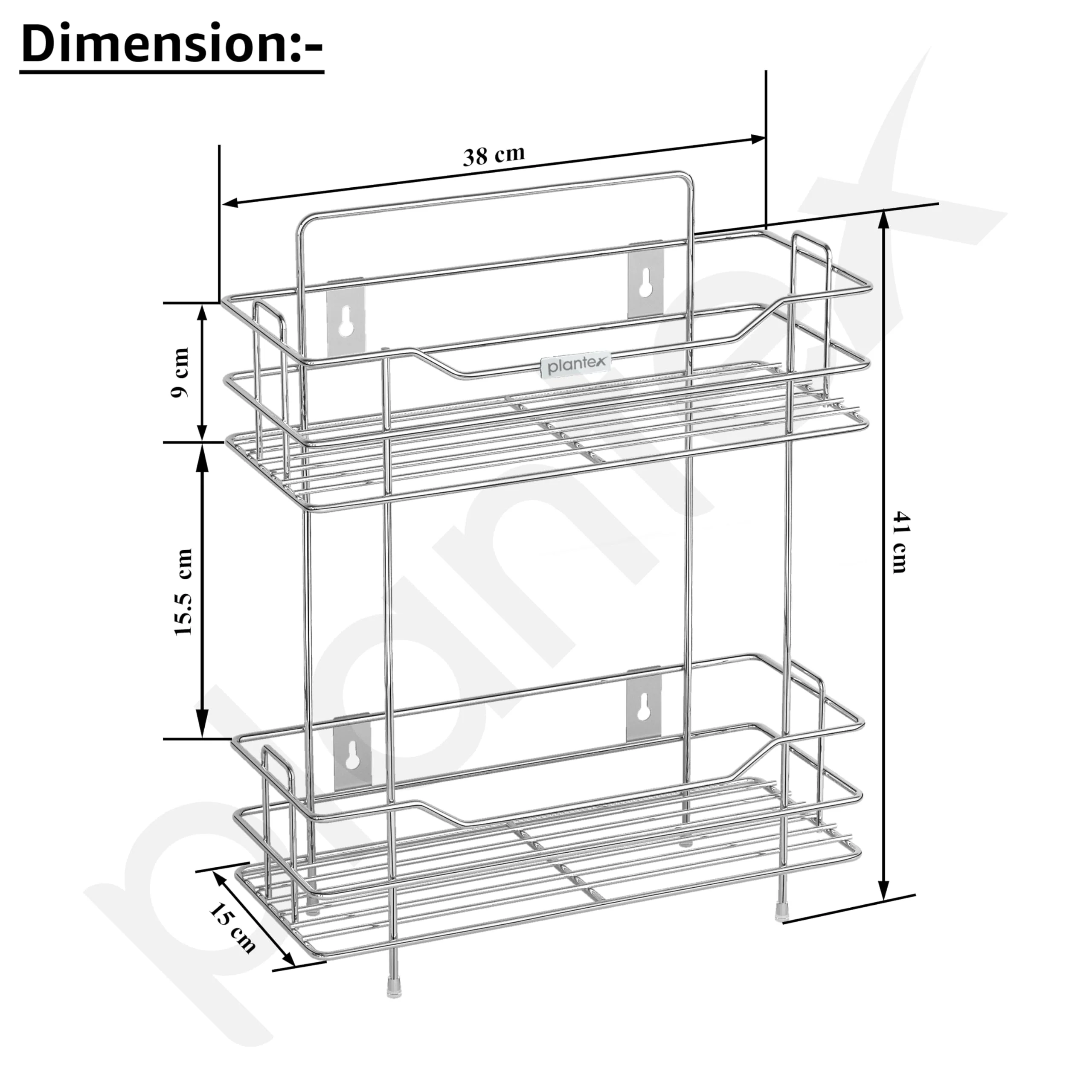 Plantex Stainless Steel Kitchen Rack Stand/2-Tier Spice Rack For Kitchen Storage/Multipurpose Masala Stand for Kitchen - Image 2