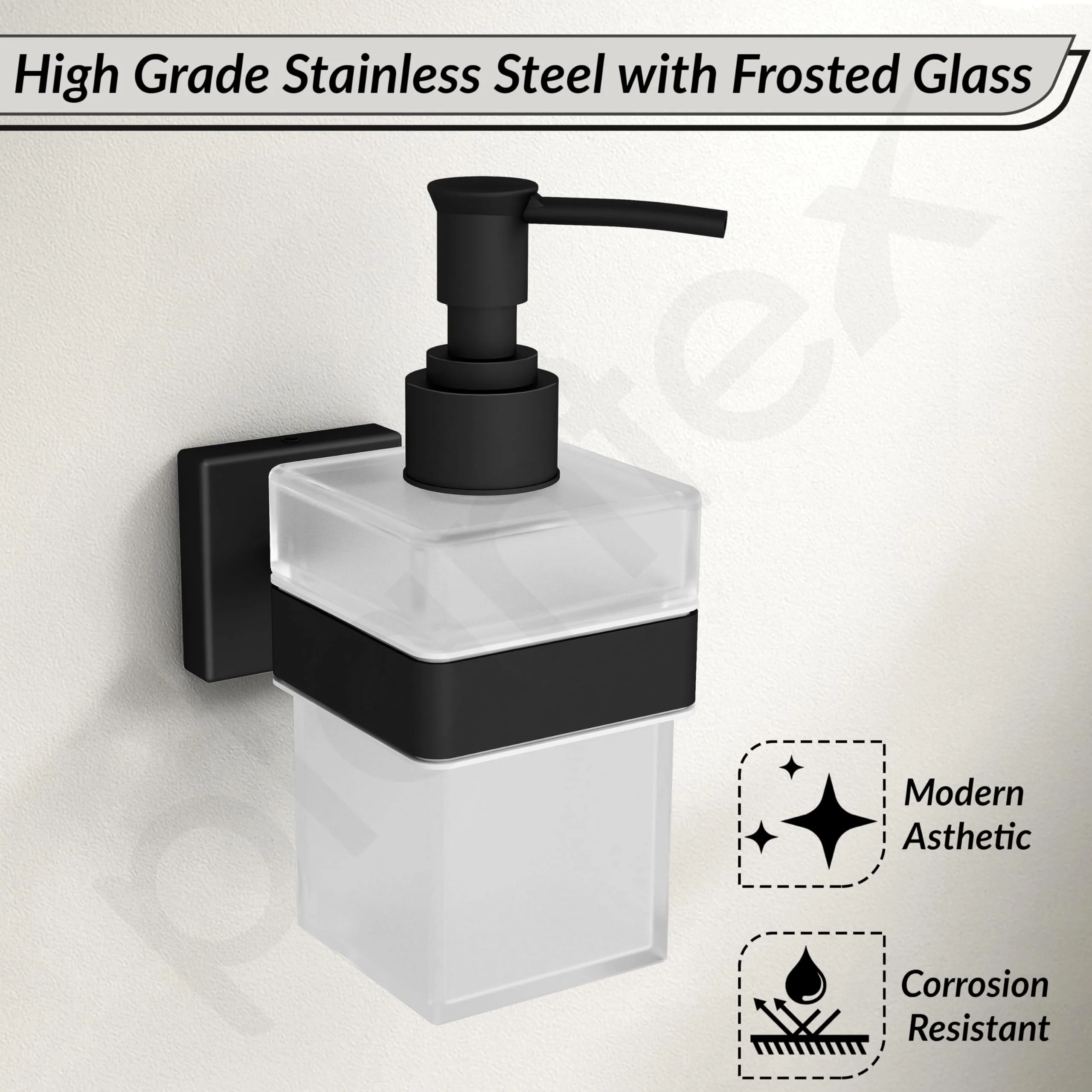 Plantex Stainless Steel Liquid Soap Dispenser for Bathroom/Liquid Shampoo Dispenser/Hand wash Dispenser/Bathroom Accessories - Aqua (Black) - Image 3